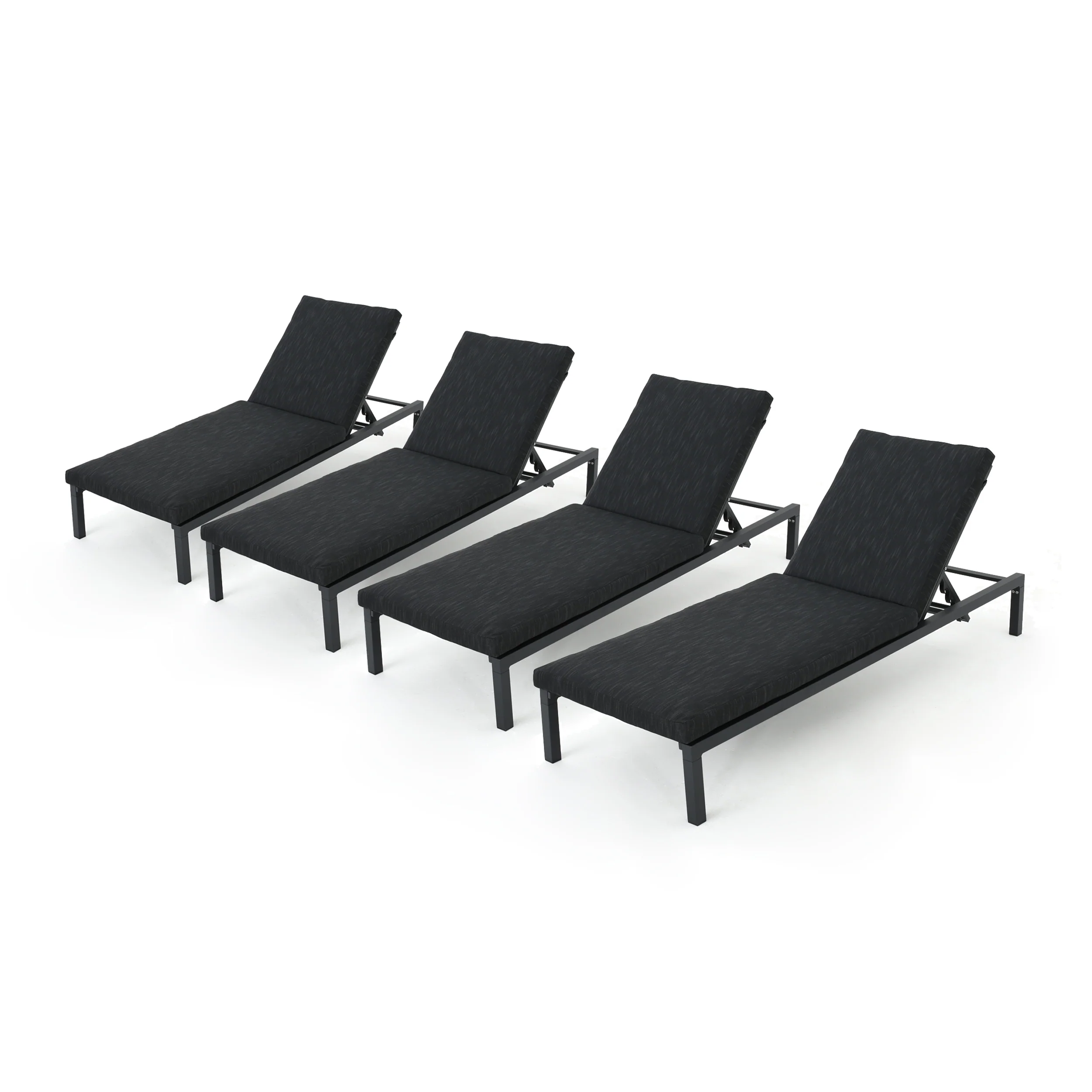 Jerry Outdoor Dark Gray Outdoor Mesh Chaise Lounges with Black Aluminum Frame (Set of 4) - furnishings