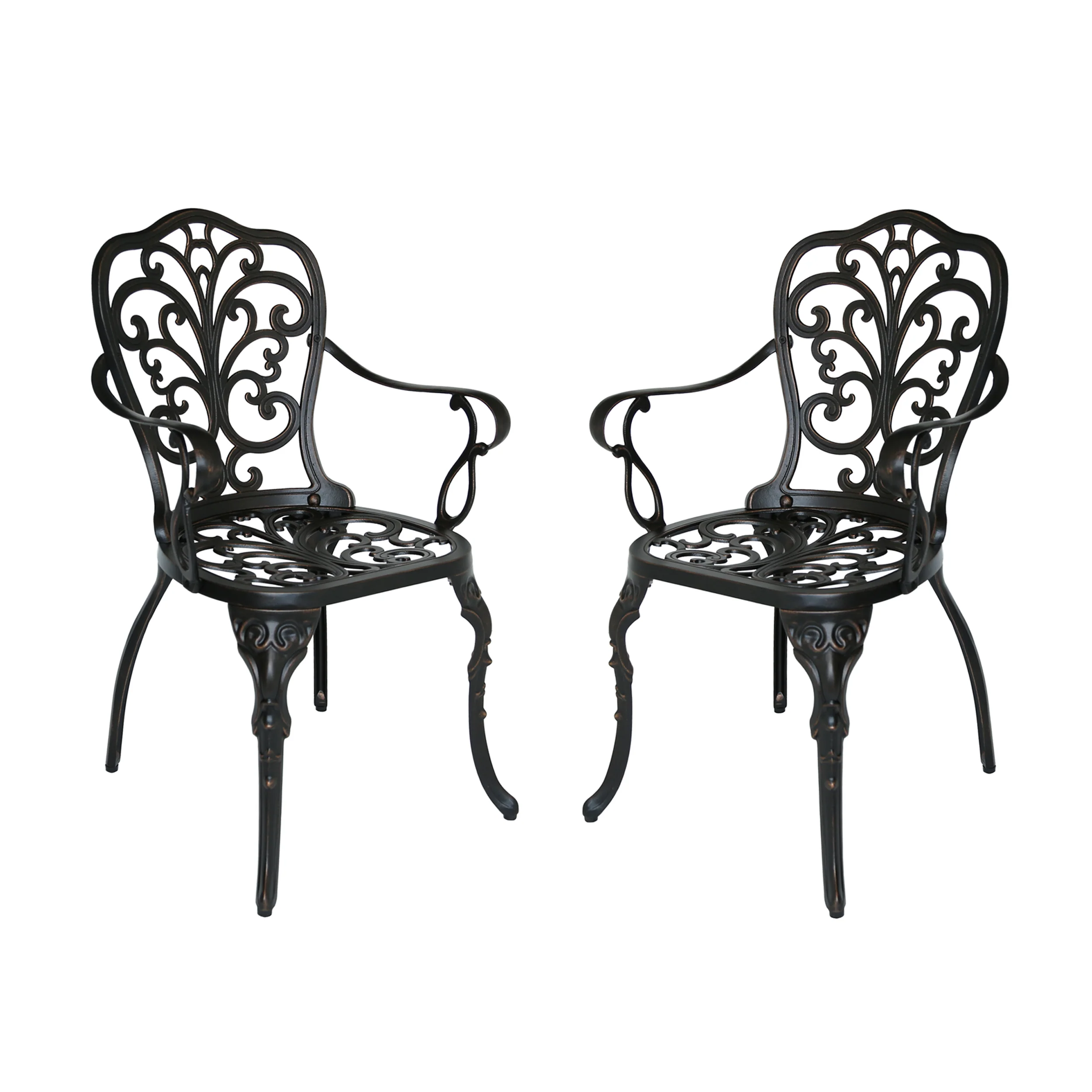 Buddy Outdoor Cast Aluminum Dining Chair (Set of 2), Shiny Copper - furnishings