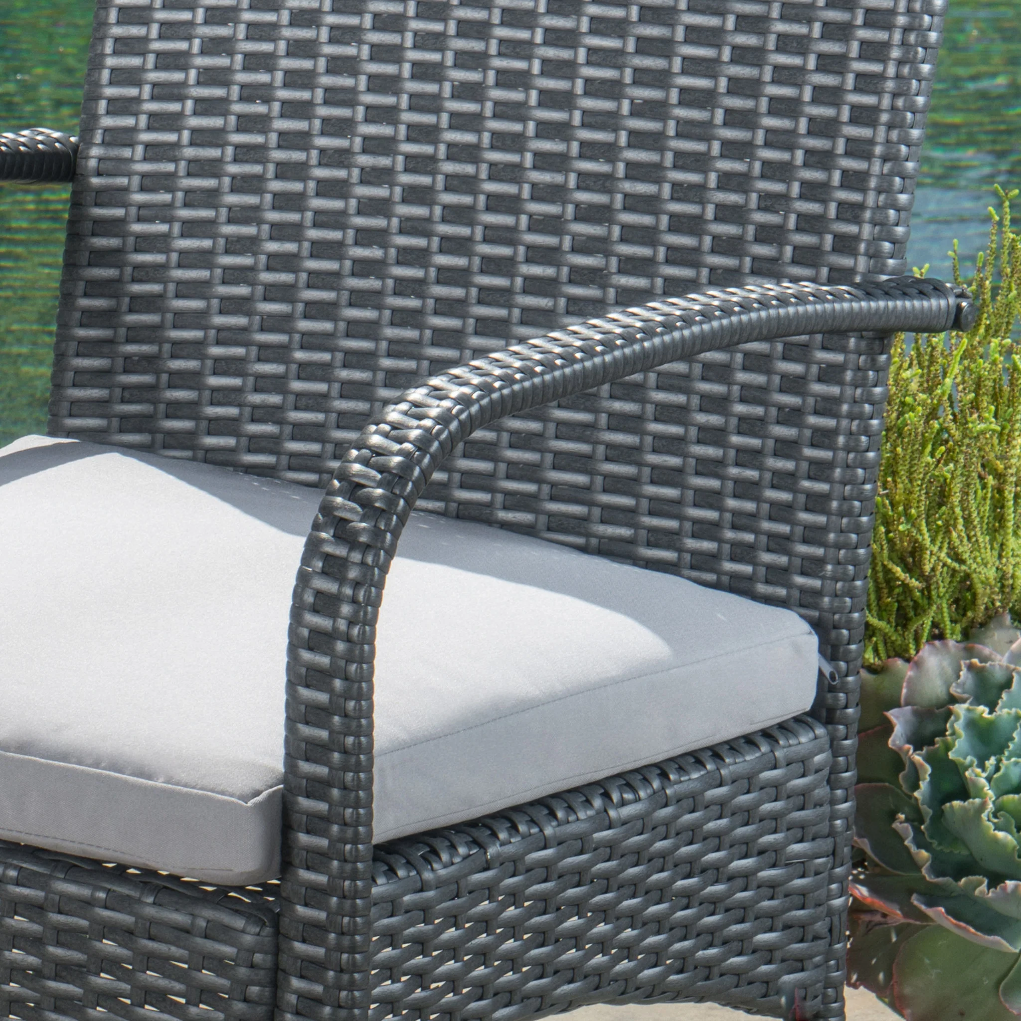 Portola Outdoor 3 Piece Grey Wicker Bistro Set with Cushions - furnishings
