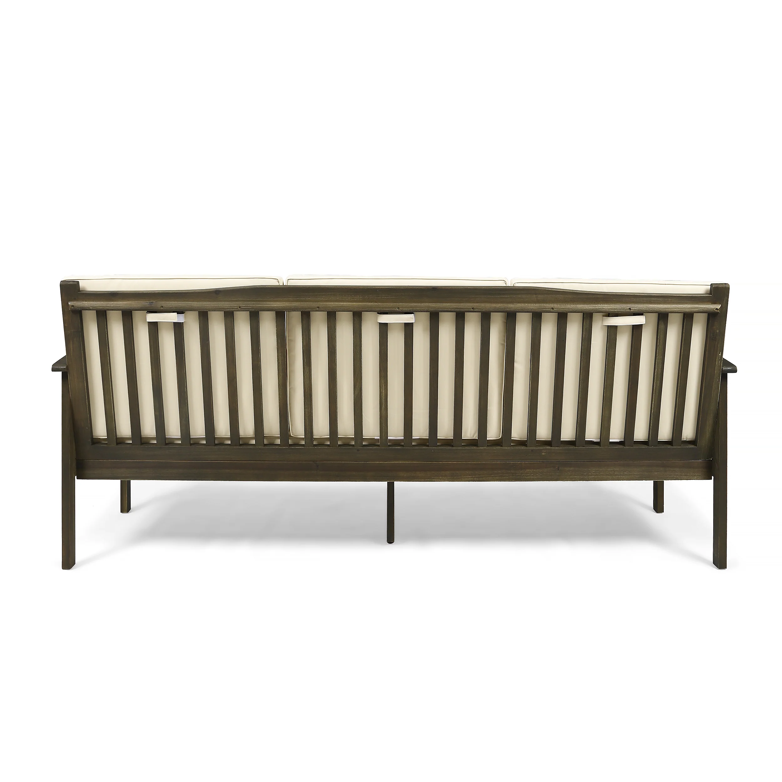 Cape Outdoor Open Slat Acacia Wood 3-Seater Sofa w/ Water-Resistant Cushions - furnishings