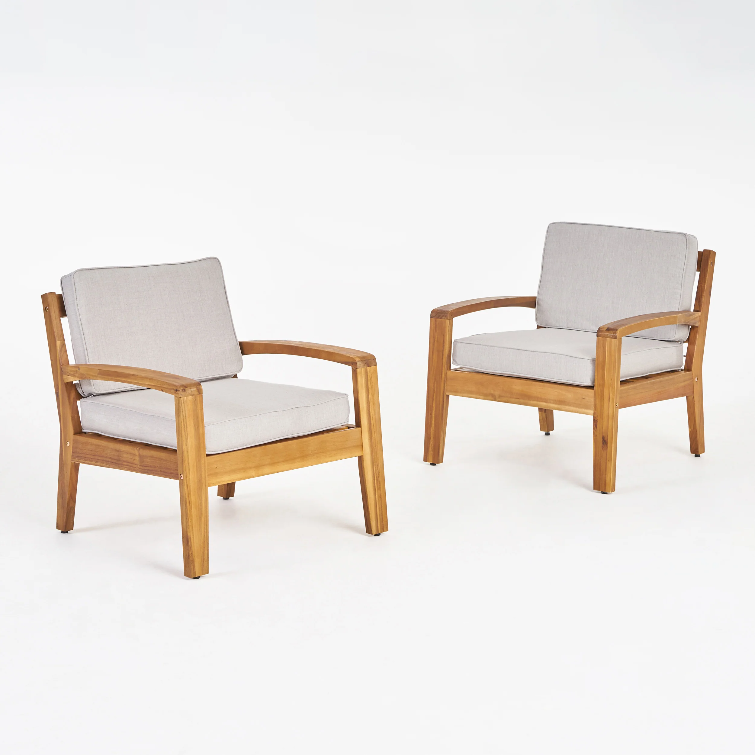 Parma Outdoor Acacia Wood Club Chairs with Sunbrella Cushions - furnishings