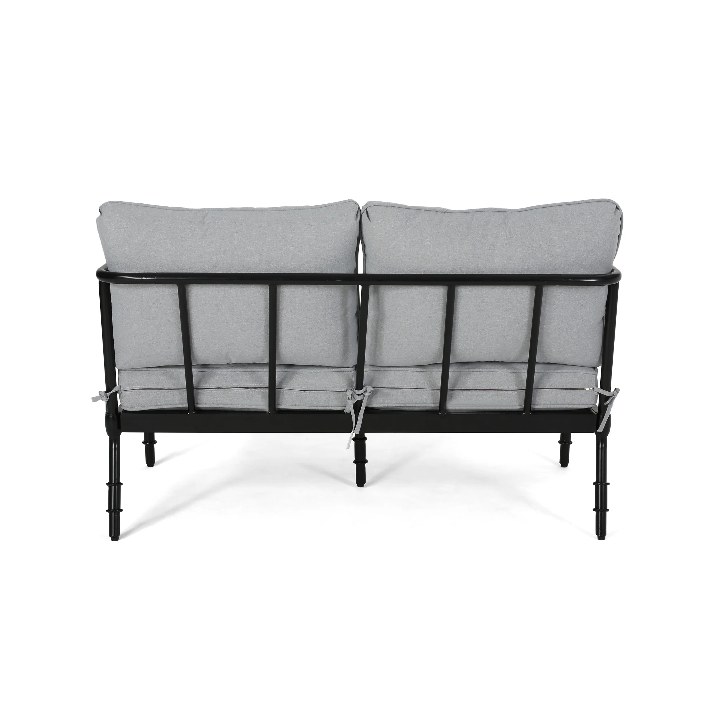 Francis Outdoor Aluminum Loveseat and Coffee Table with Cushions - furnishings