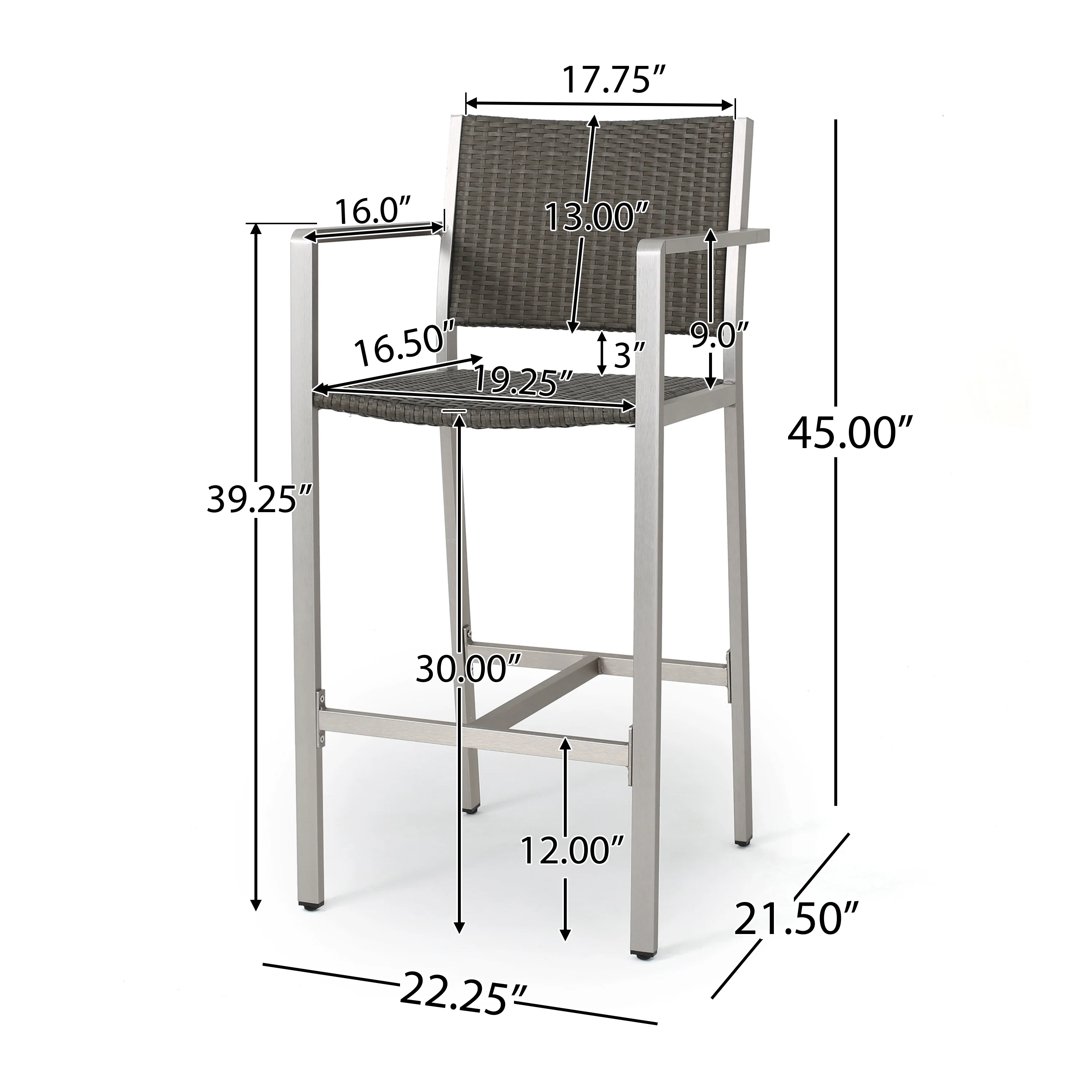 Capral 30-Inch Outdoor Grey Wicker Barstools (Set of 2) - furnishings