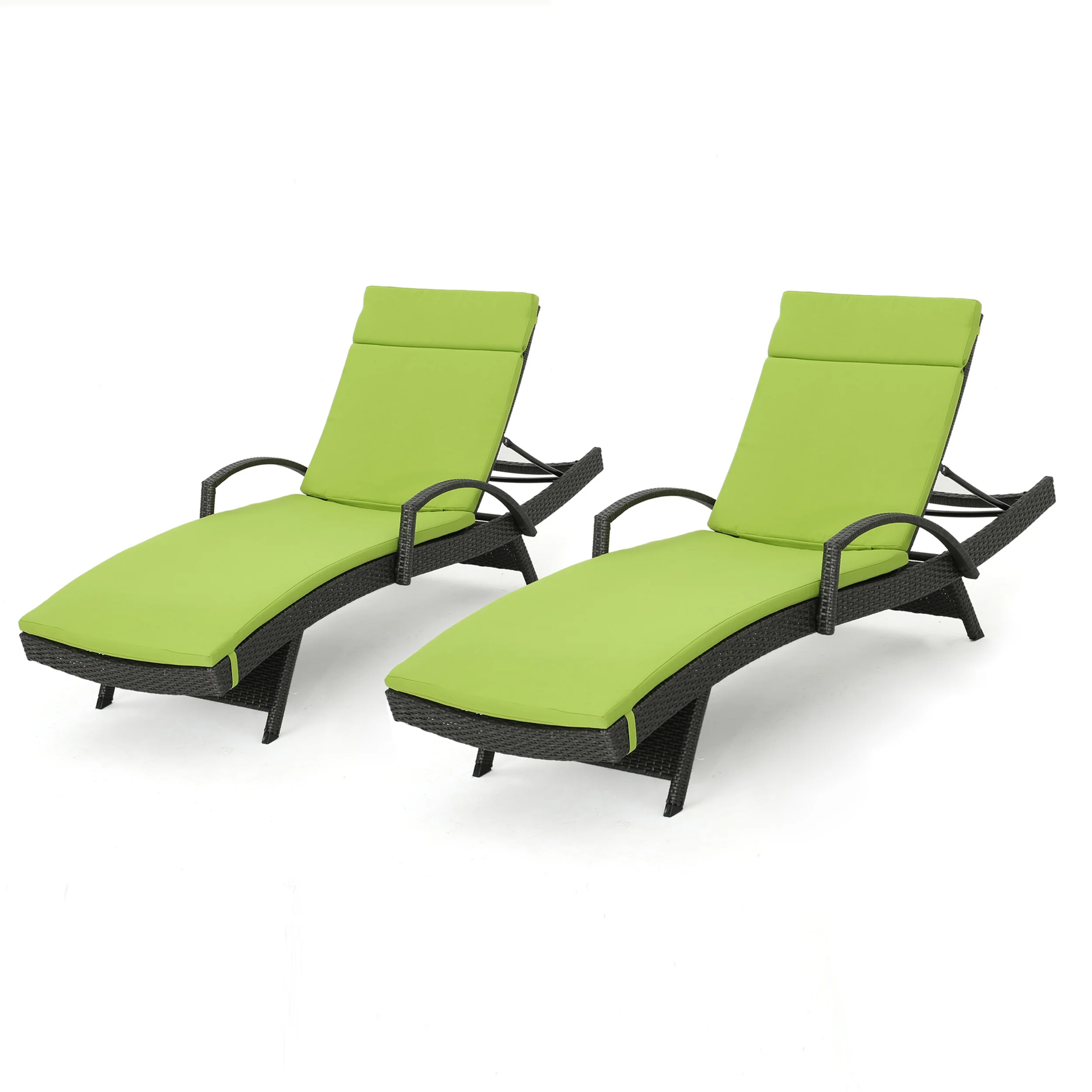 Soleil Outdoor Wicker Chaise Lounges w/ Water Resistant Cushions (Set of 2) - furnishings