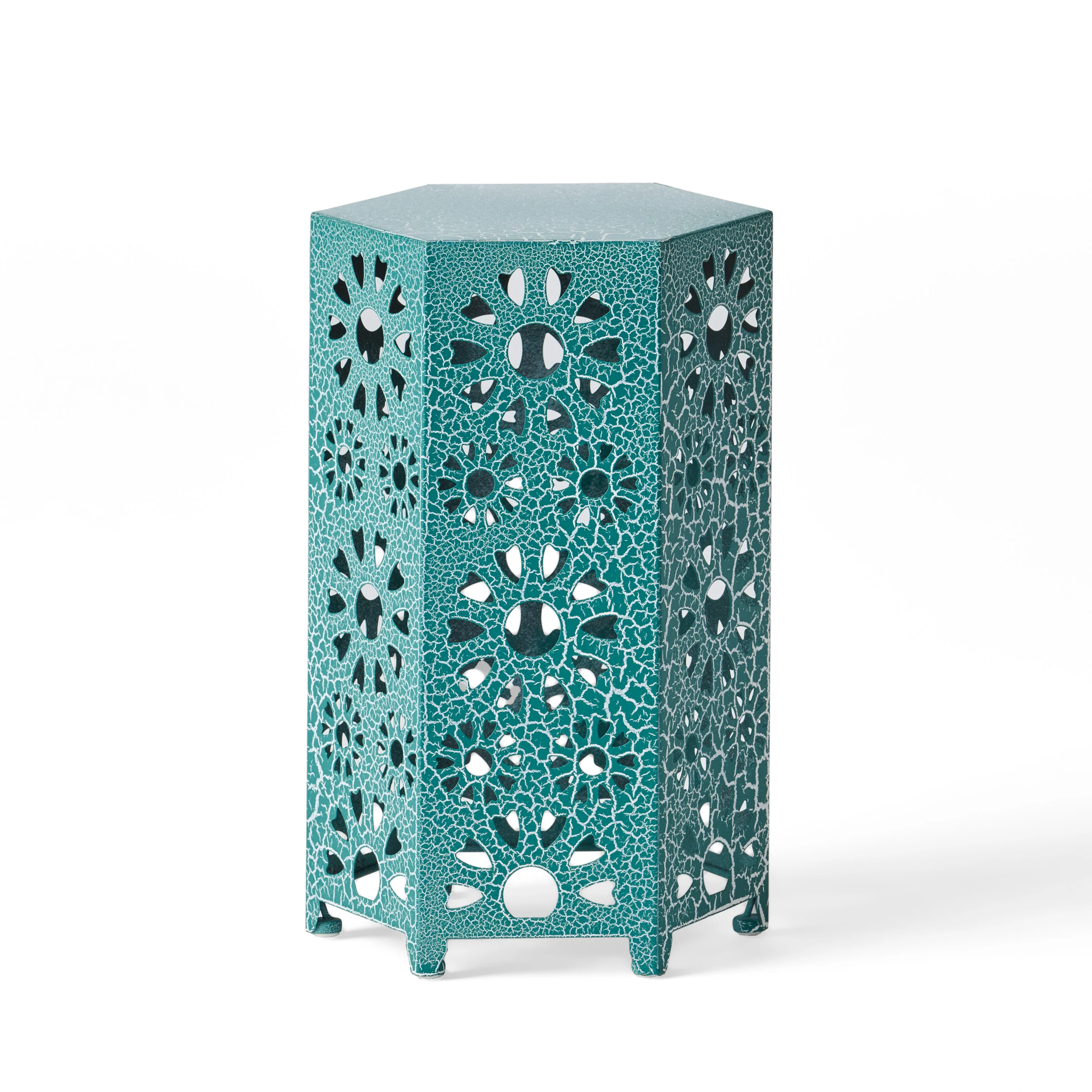 Elliot Outdoor 12 Inch Crackle Sunburst Iron Side Table - furnishings