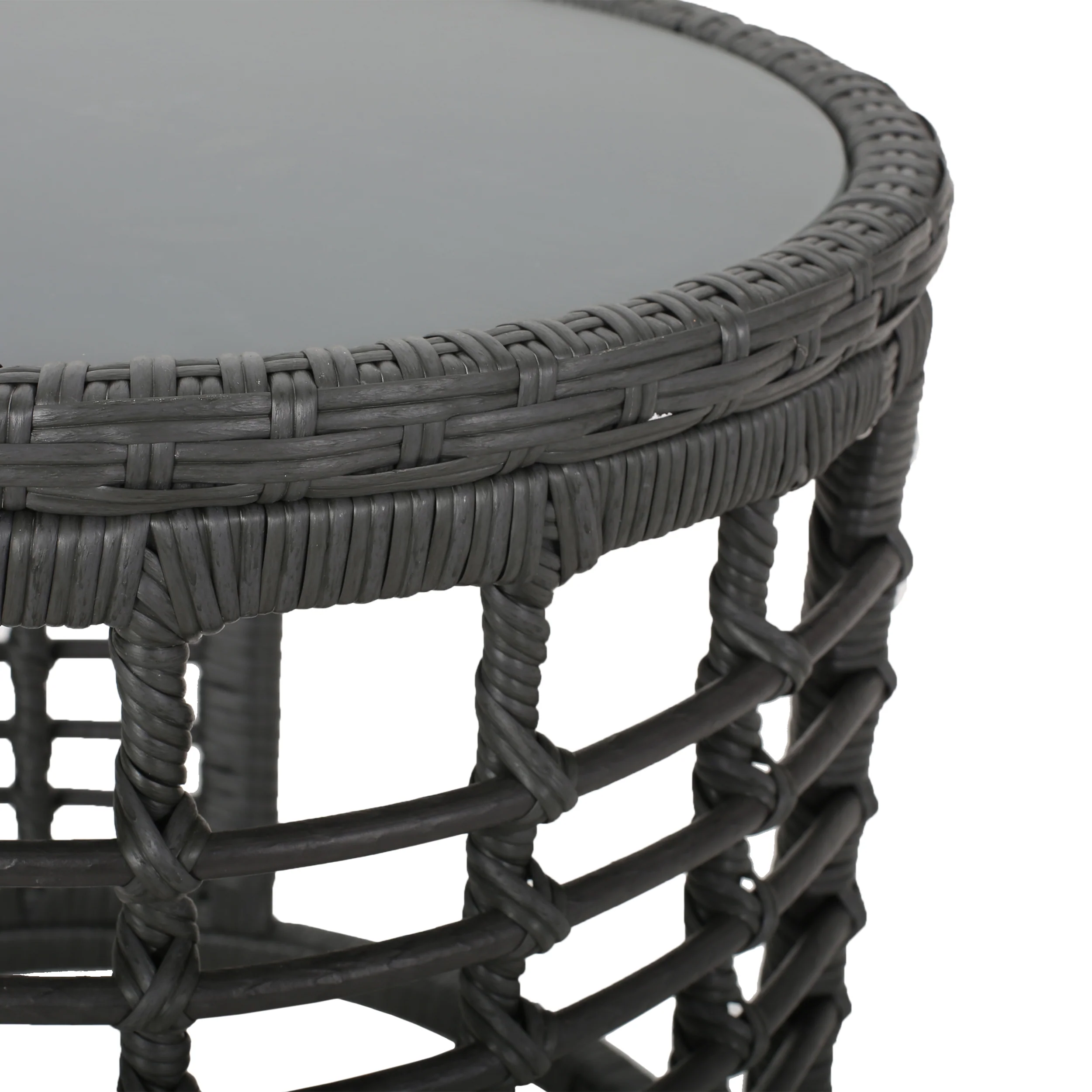 Zeferino Outdoor Modern Boho 2 Seater Wicker Chat Set with Side Table - furnishings