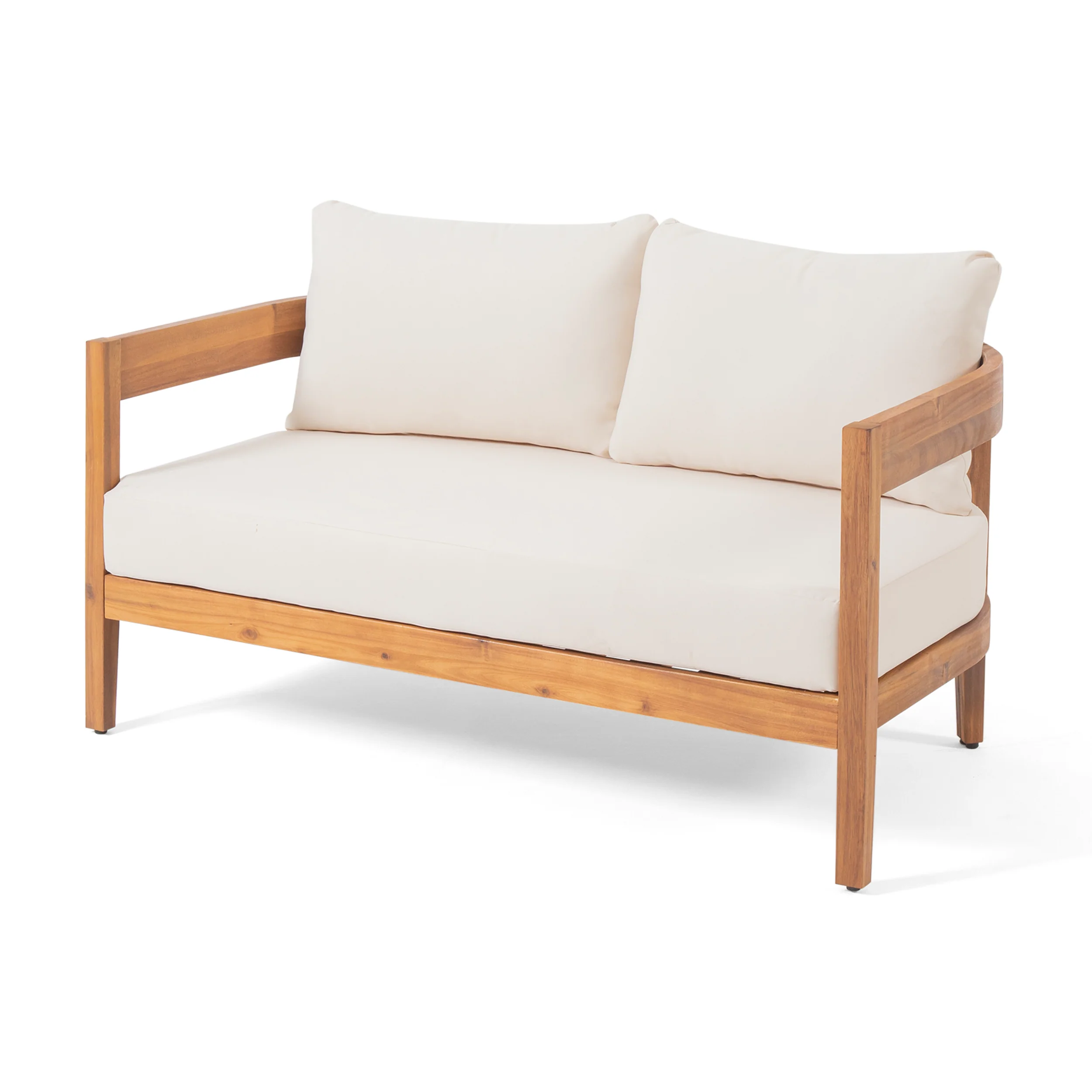 Burrough Outdoor Acacia Wood 4 Seater Chat Set with Cushions - furnishings