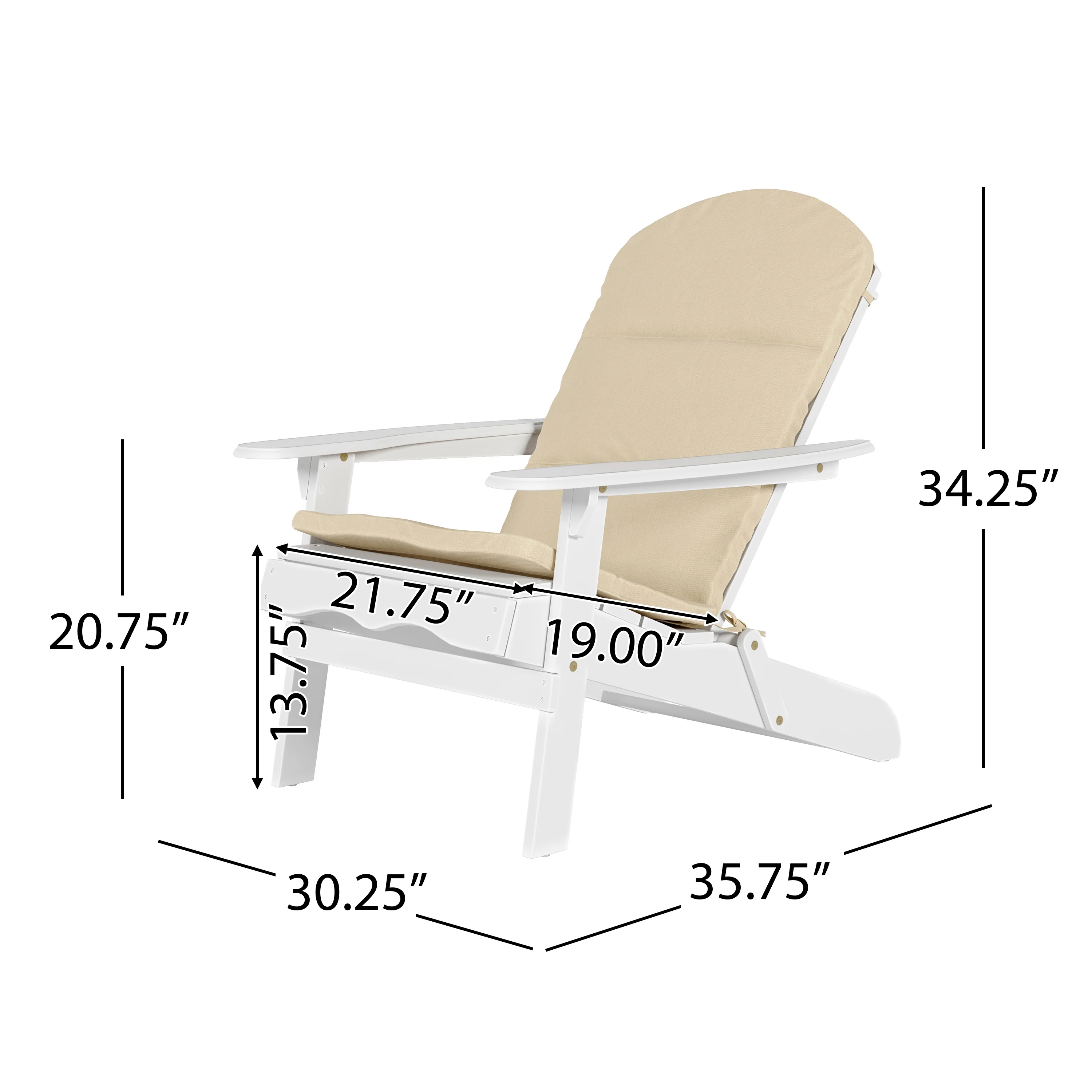 Amenda Outdoor Acacia Wood Folding Adirondack Chairs with Cushions - furnishings