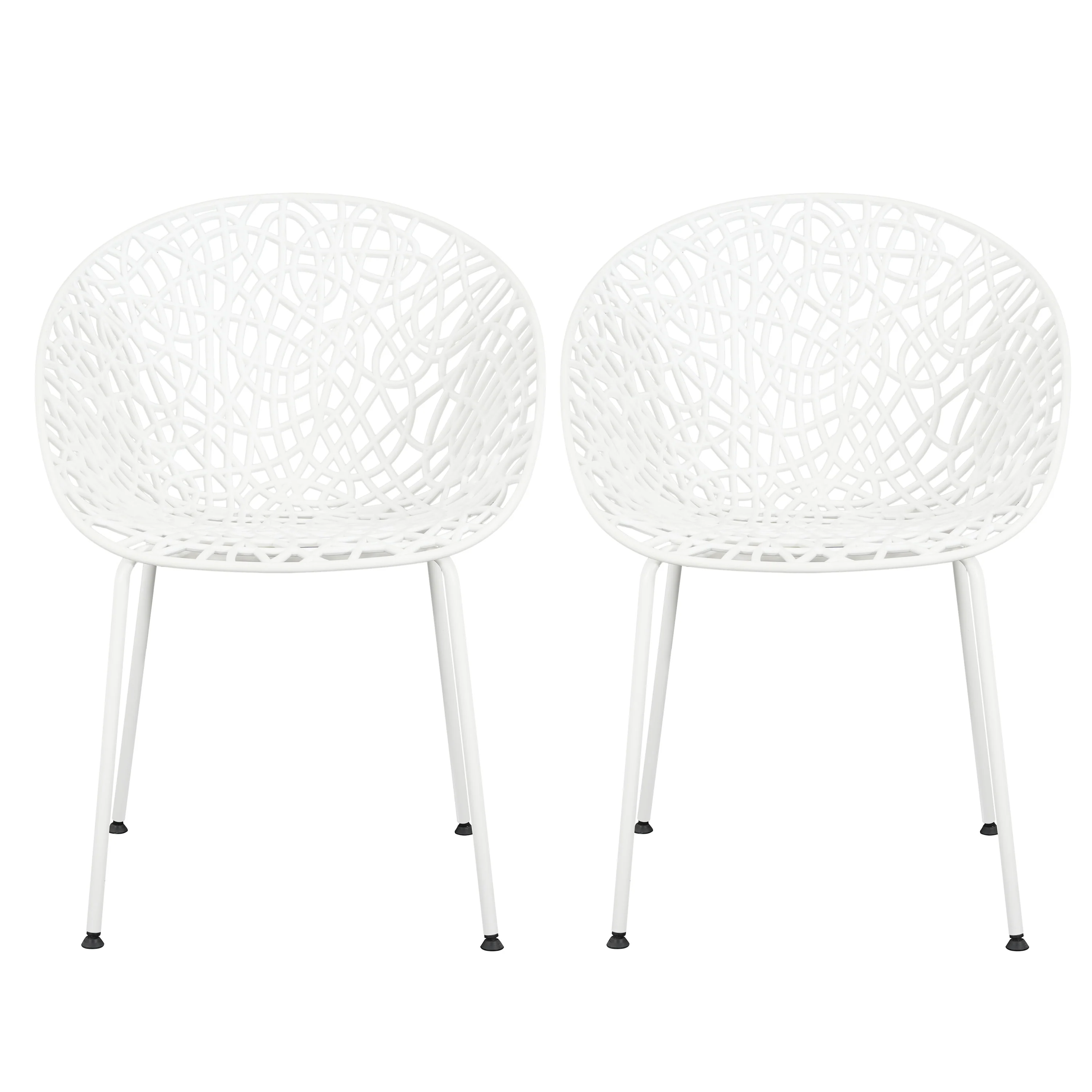 Dahliae Outdoor Patio Dining Chairs, Iron & Plastic, Set of 2 - furnishings