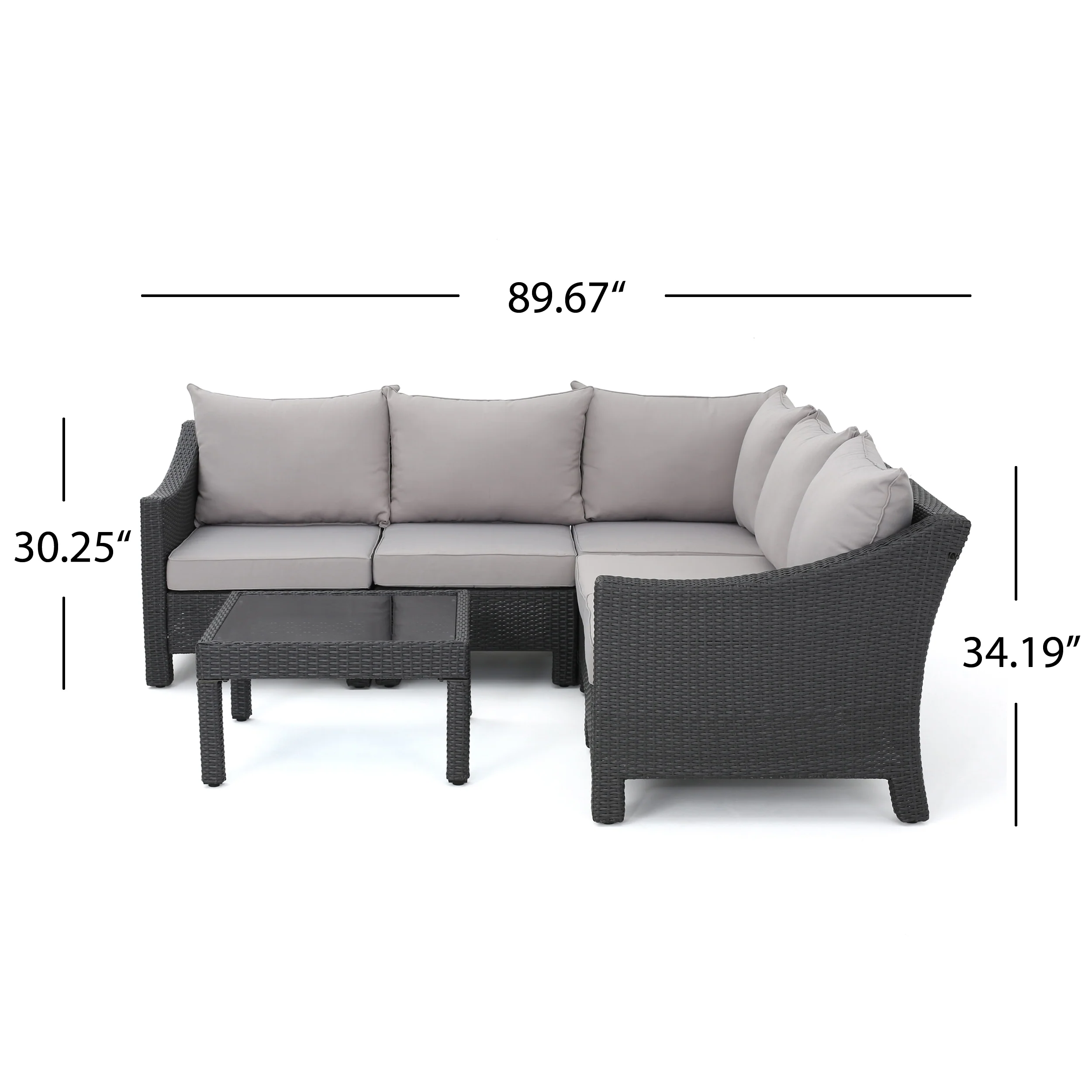 Caspian 6pc Outdoor Wicker V-shaped Sectional Sofa Set w/ Cushions - furnishings