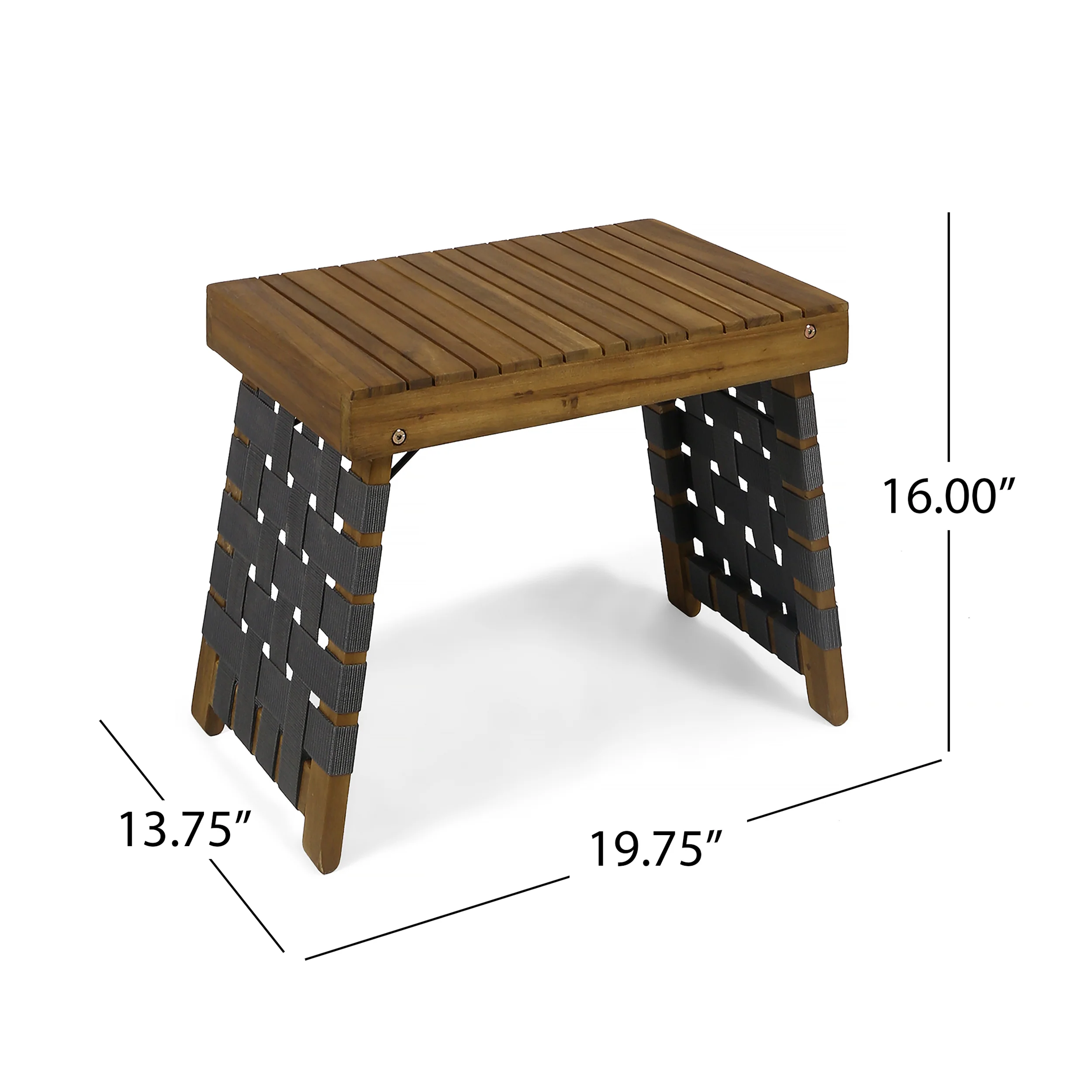 Riley Outdoor Acacia Wood Foldable Side Table, Brown Patina and Gray - furnishings