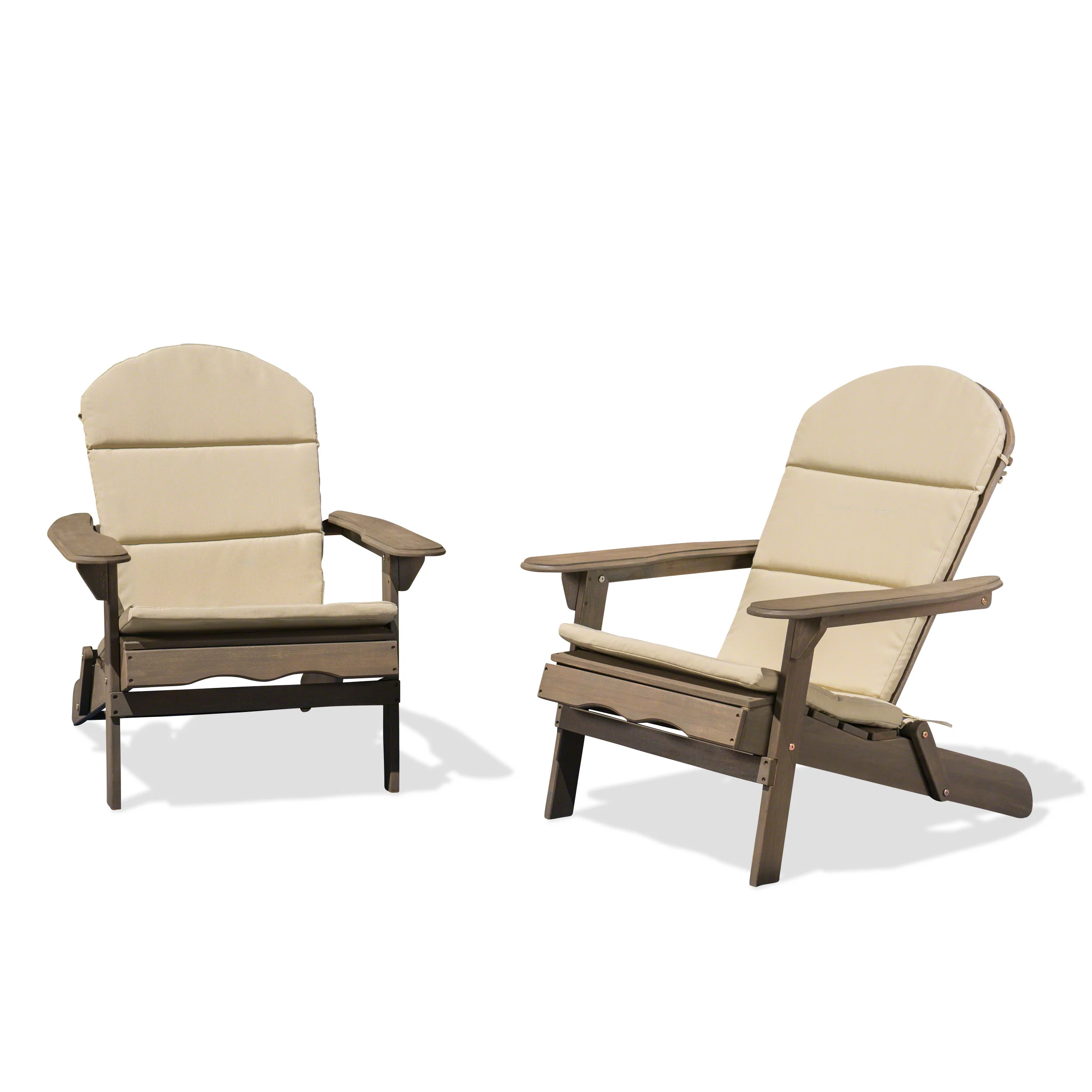 Amenda Outdoor Acacia Wood Folding Adirondack Chairs with Cushions - furnishings