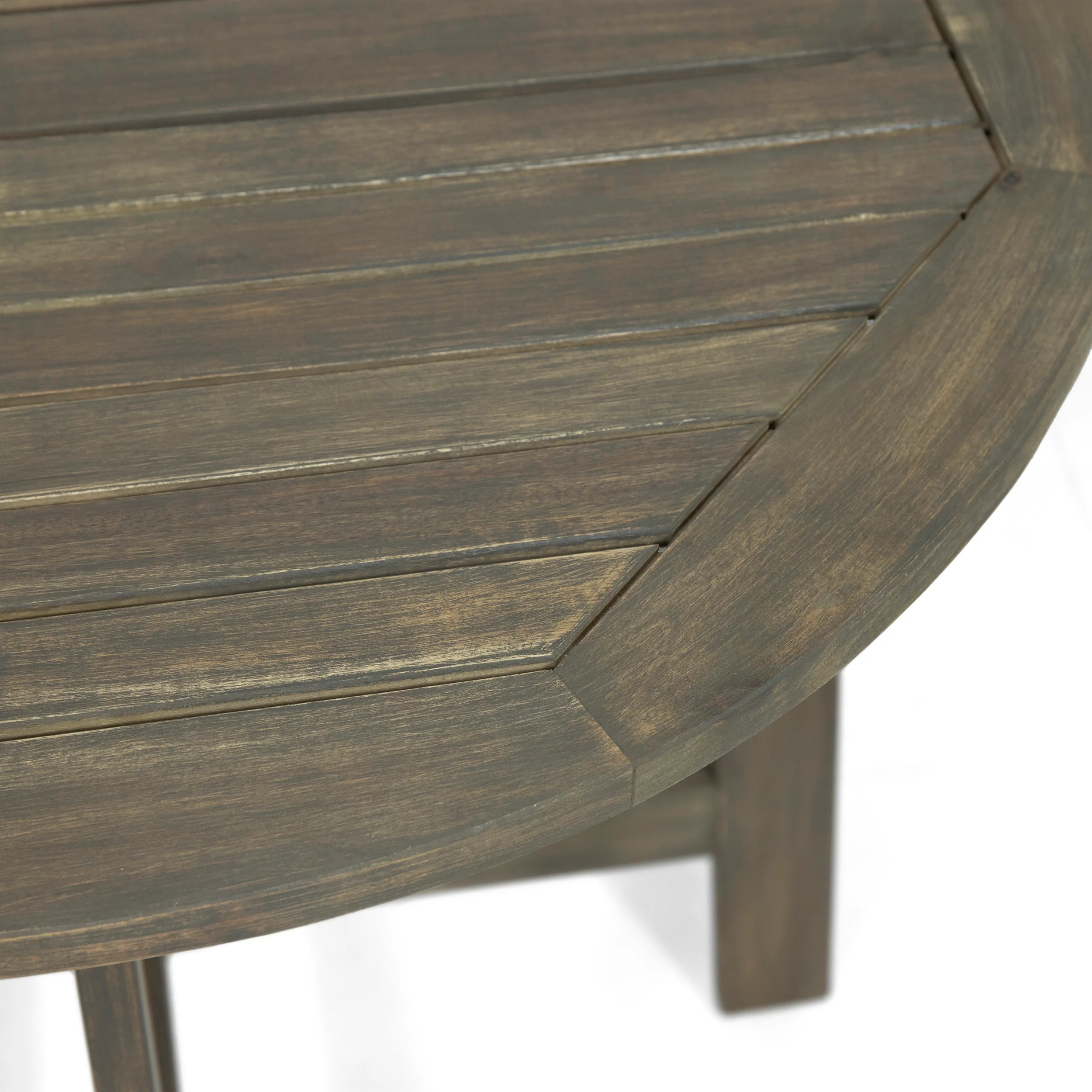 Crislynn Outdoor 2 Seater Half-Round Wood and Wicker Bistro Set with Folding Table - furnishings