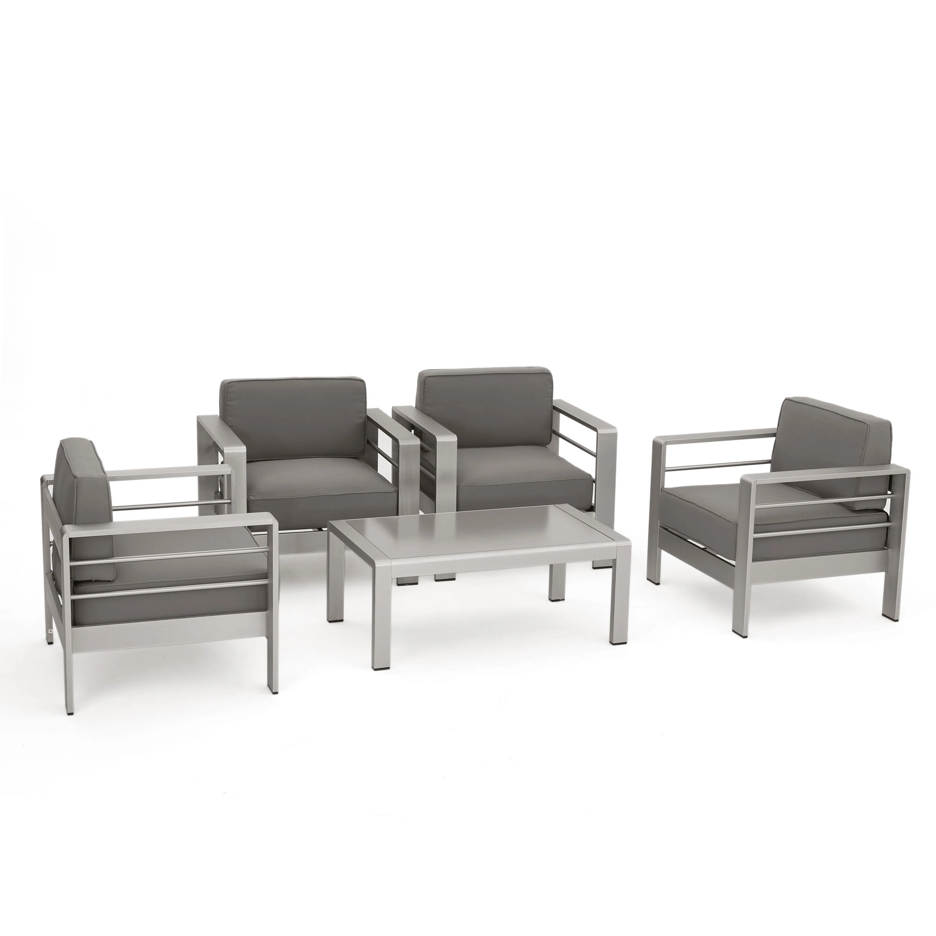 Coral Bay Outdoor 5-Piece Aluminum Chat Set with Water Resistant Cushions - furnishings