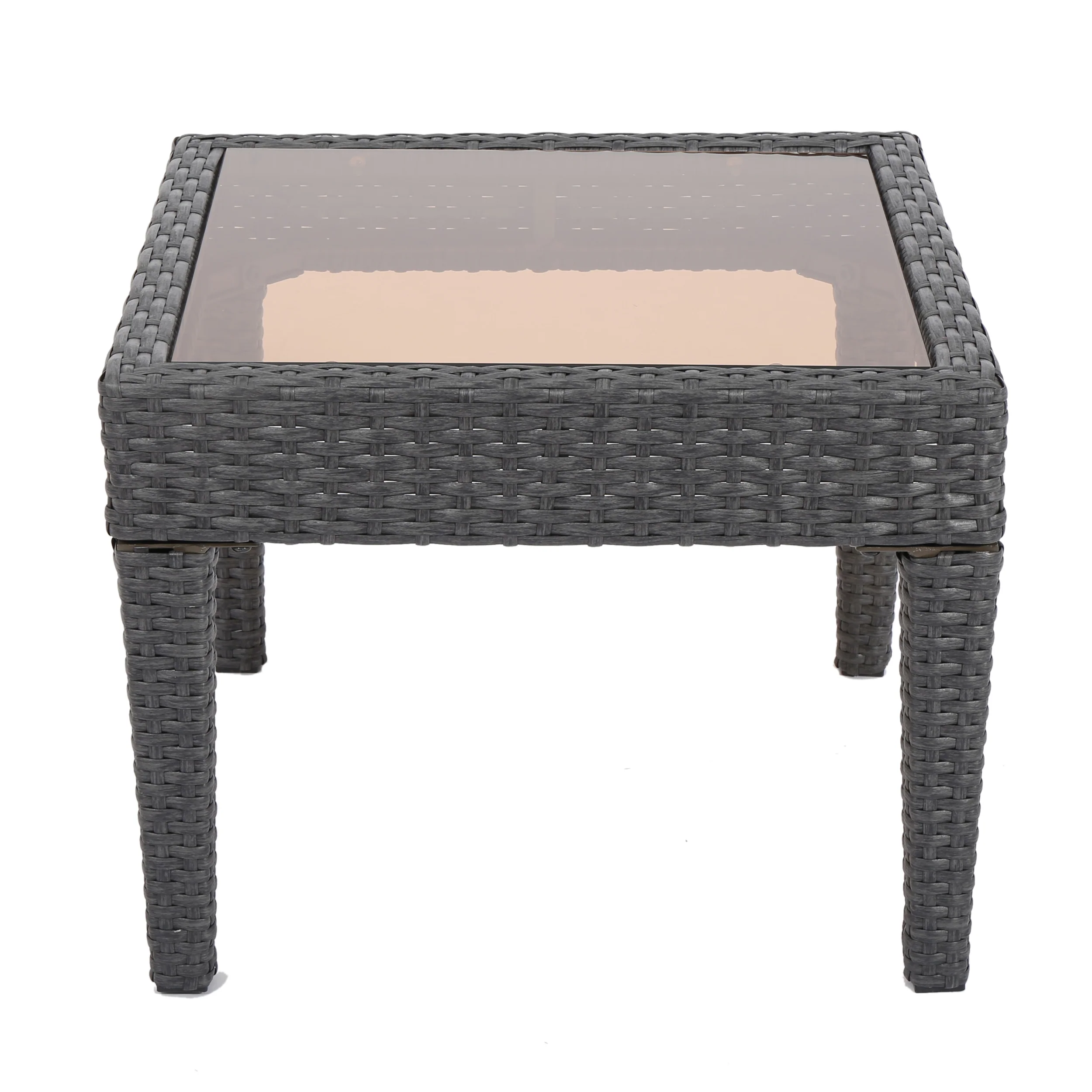 Jermaine Outdoor Grey Wicker Side Table - furnishings
