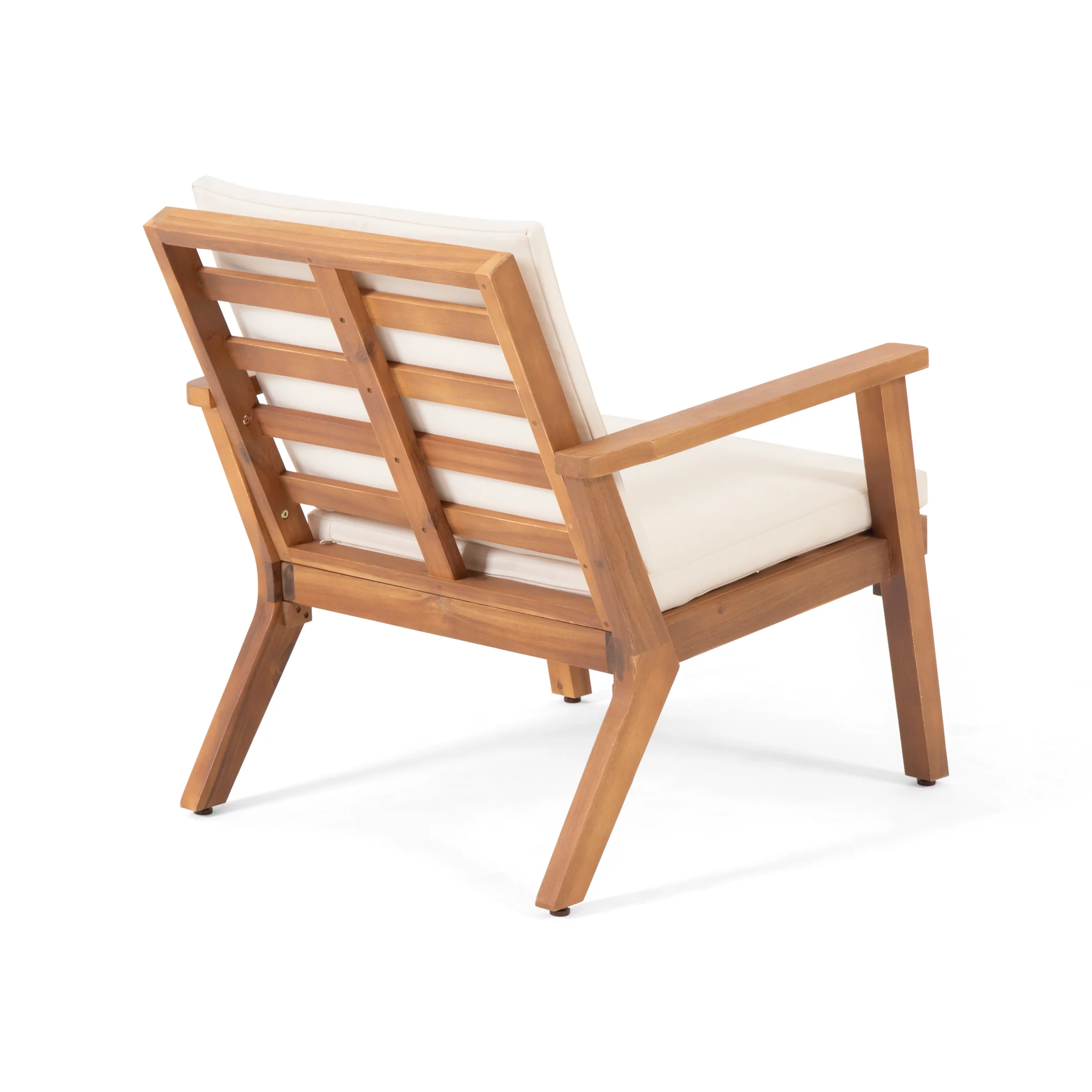 Avacyn Outdoor Mid-Century Modern Acacia Wood 2 Seater Chat Set with Ottomans - furnishings