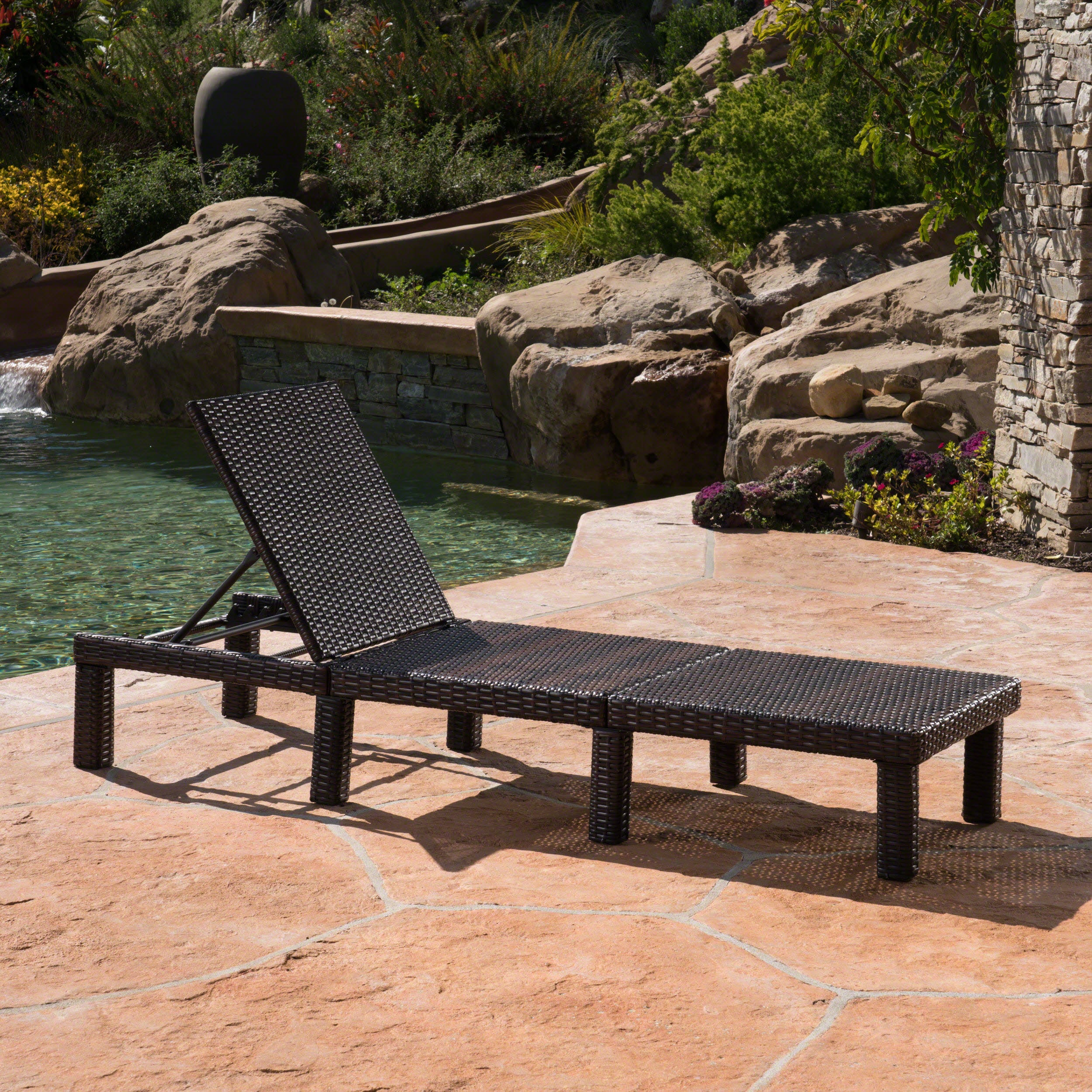 Joyce Outdoor Multi-brown Wicker Chaise Lounge without Cushion - furnishings
