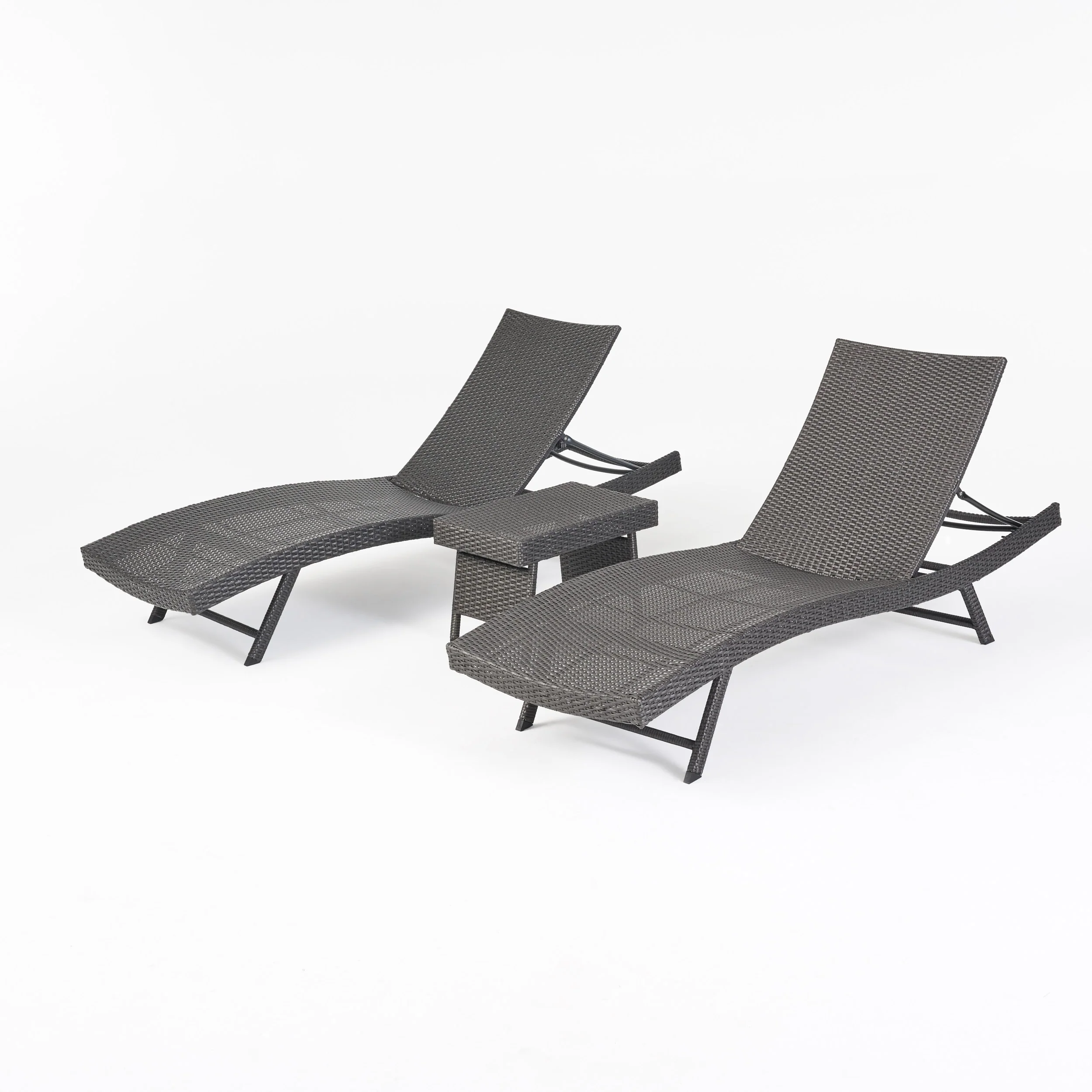Eliana Outdoor 3 Piece Wicker Chaise Lounge Set - furnishings