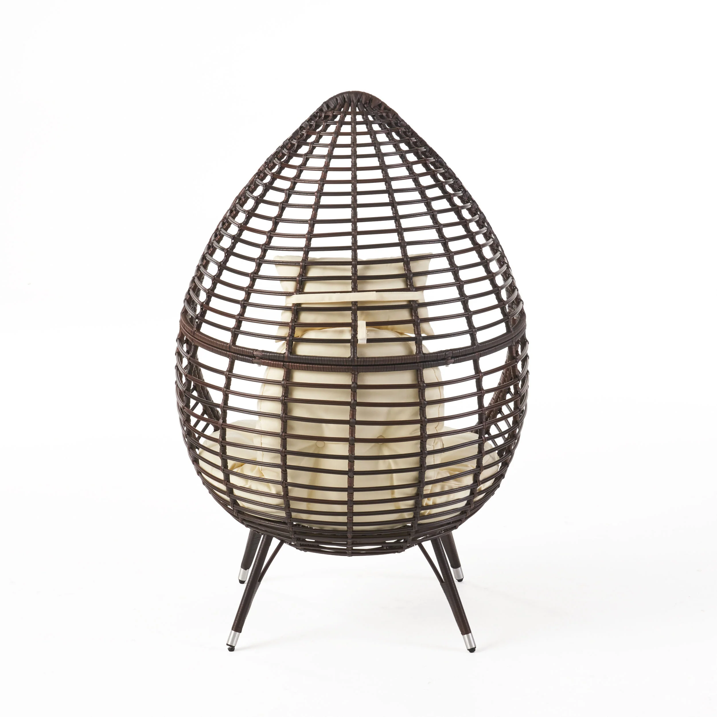 Dermot Outdoor Wicker Freestanding Wicker Teardrop / Egg Chair w/ Cushion - furnishings