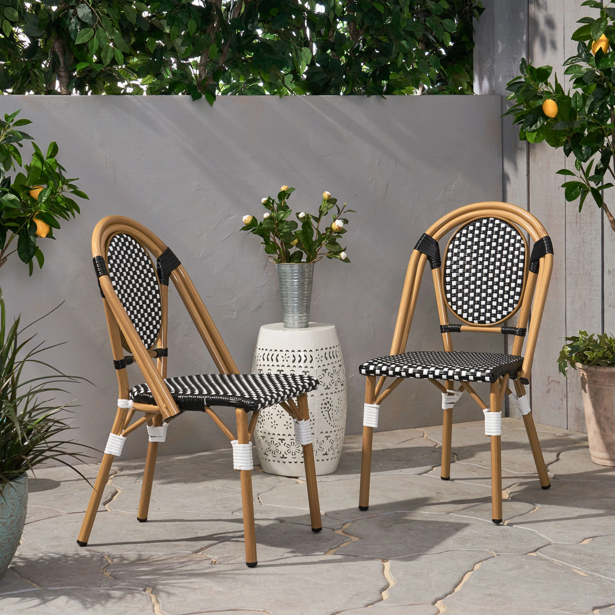Kazaria Outdoor French Bistro Chairs (Set of 2) - furnishings