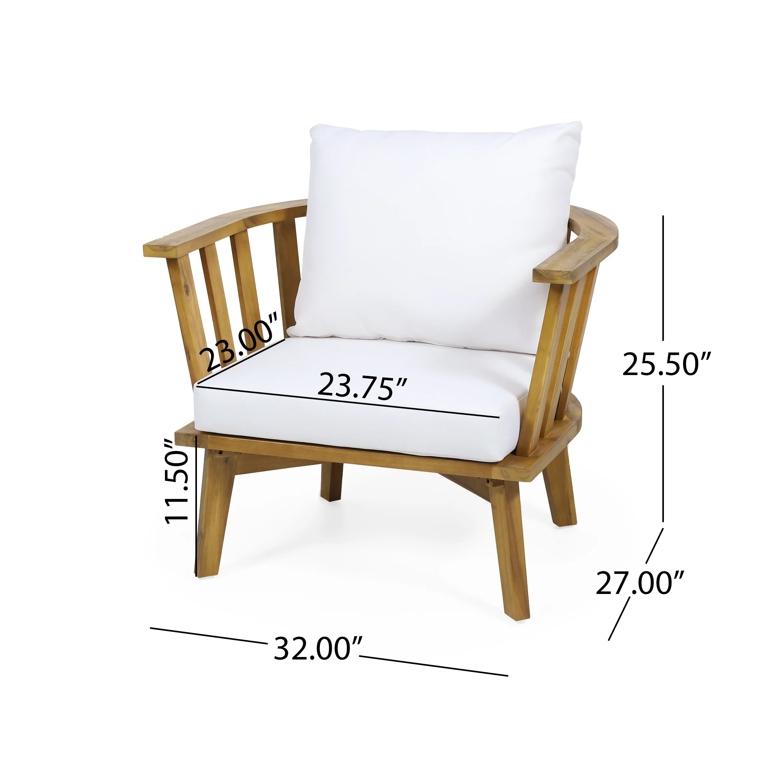 Darian Outdoor Acacia Wood 4 Seater Club Chairs and Fire Pit Set - furnishings