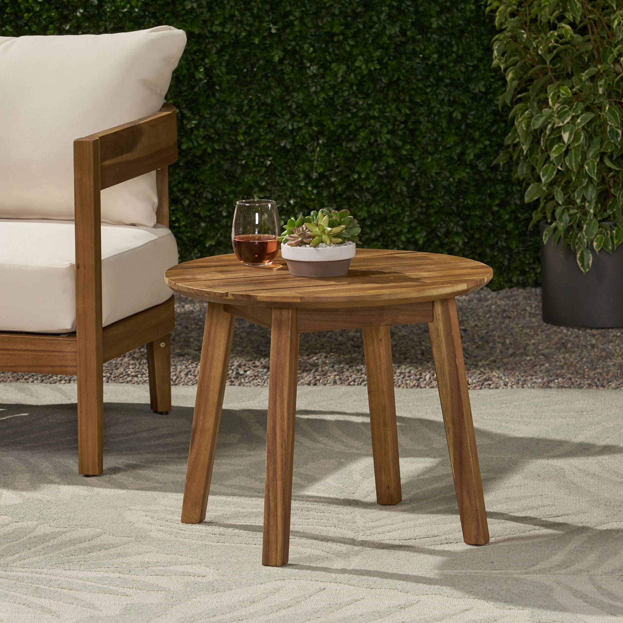 Burrough Outdoor Acacia Wood Side Table - furnishings