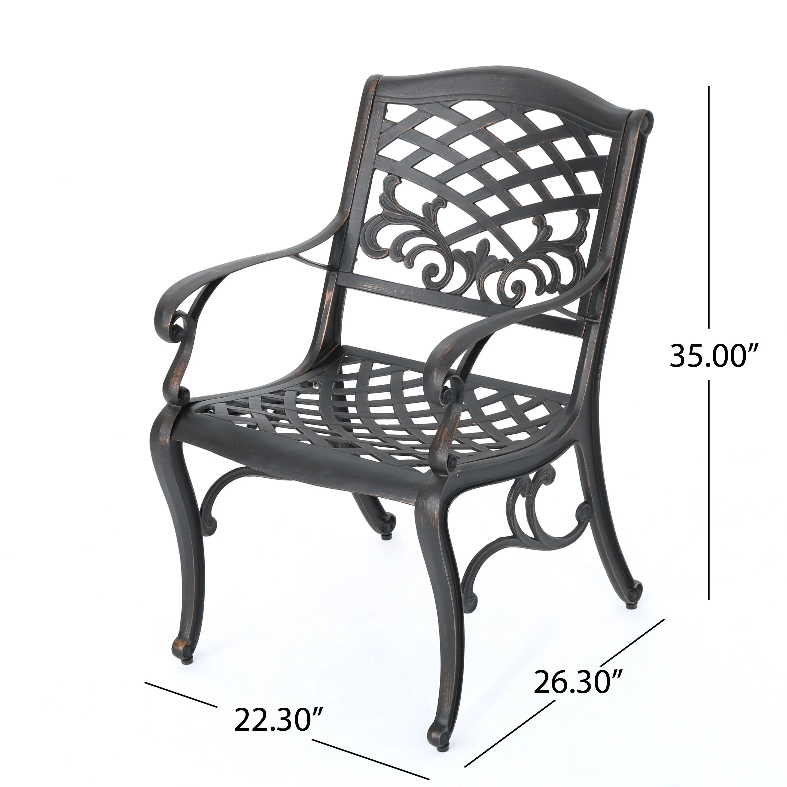 Myrtle Beach Outdoor Patina Copper Finished Aluminum Dining Chairs (Set of 2) - furnishings