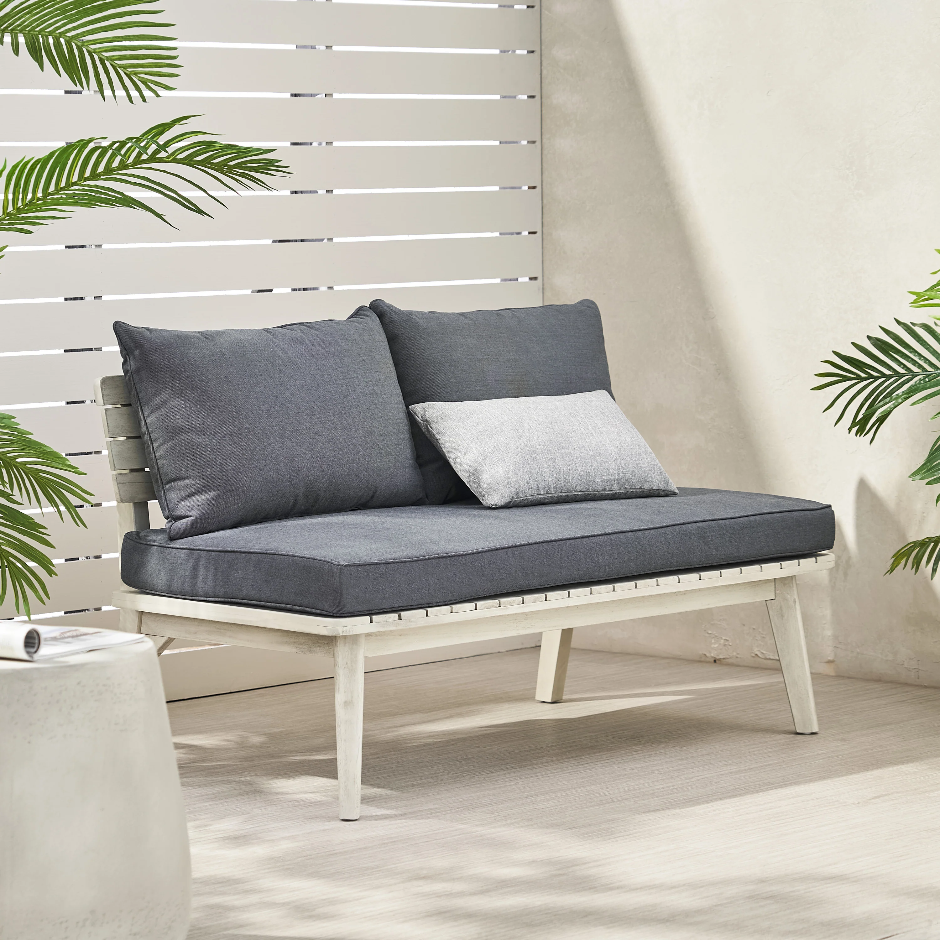 Boyle Outdoor Acacia Wood Loveseat - furnishings
