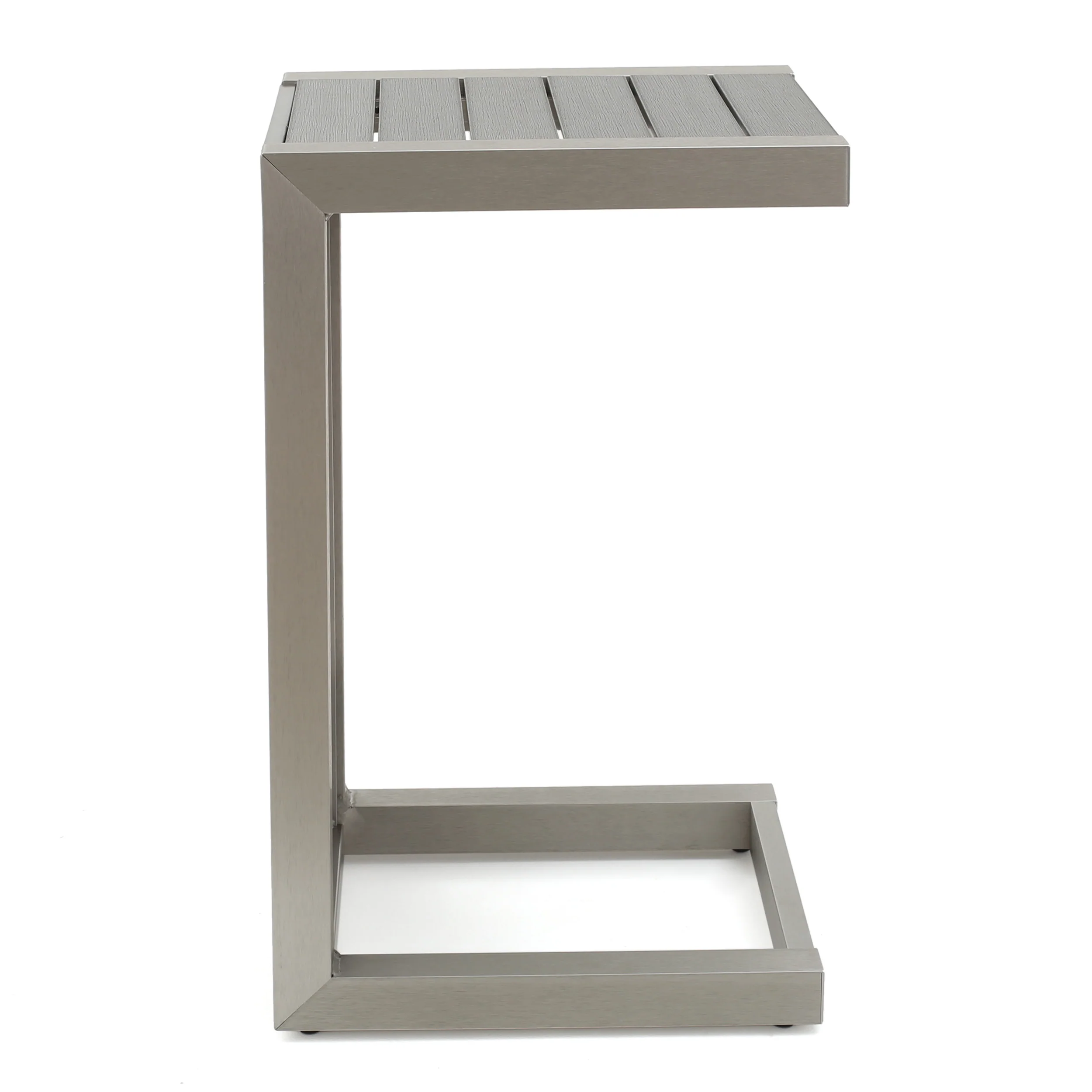 Crested-Bay Modern Aluminum C-Shaped End Table - furnishings
