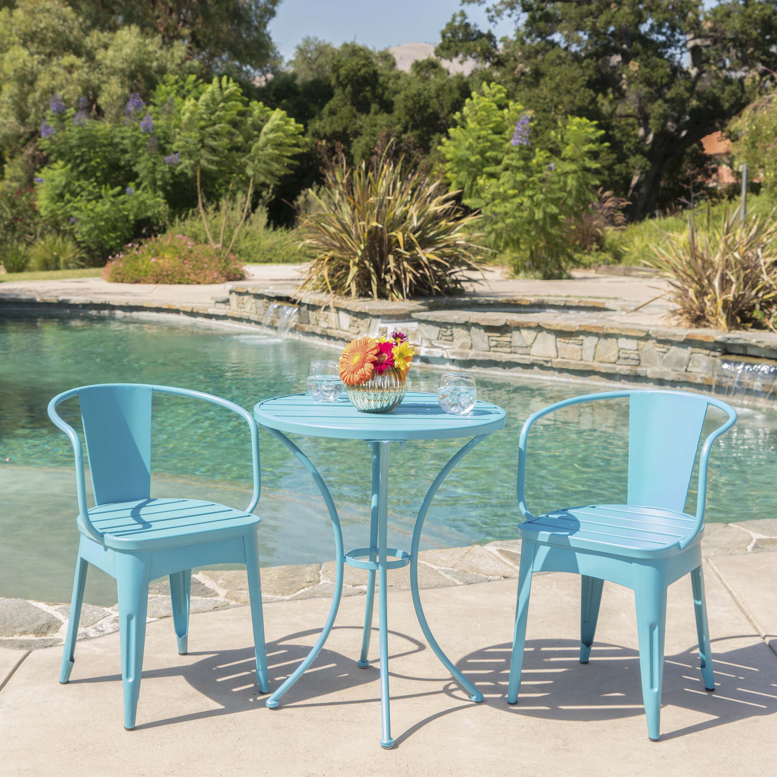 Collins Outdoor 3 Piece Iron Bistro Set - furnishings
