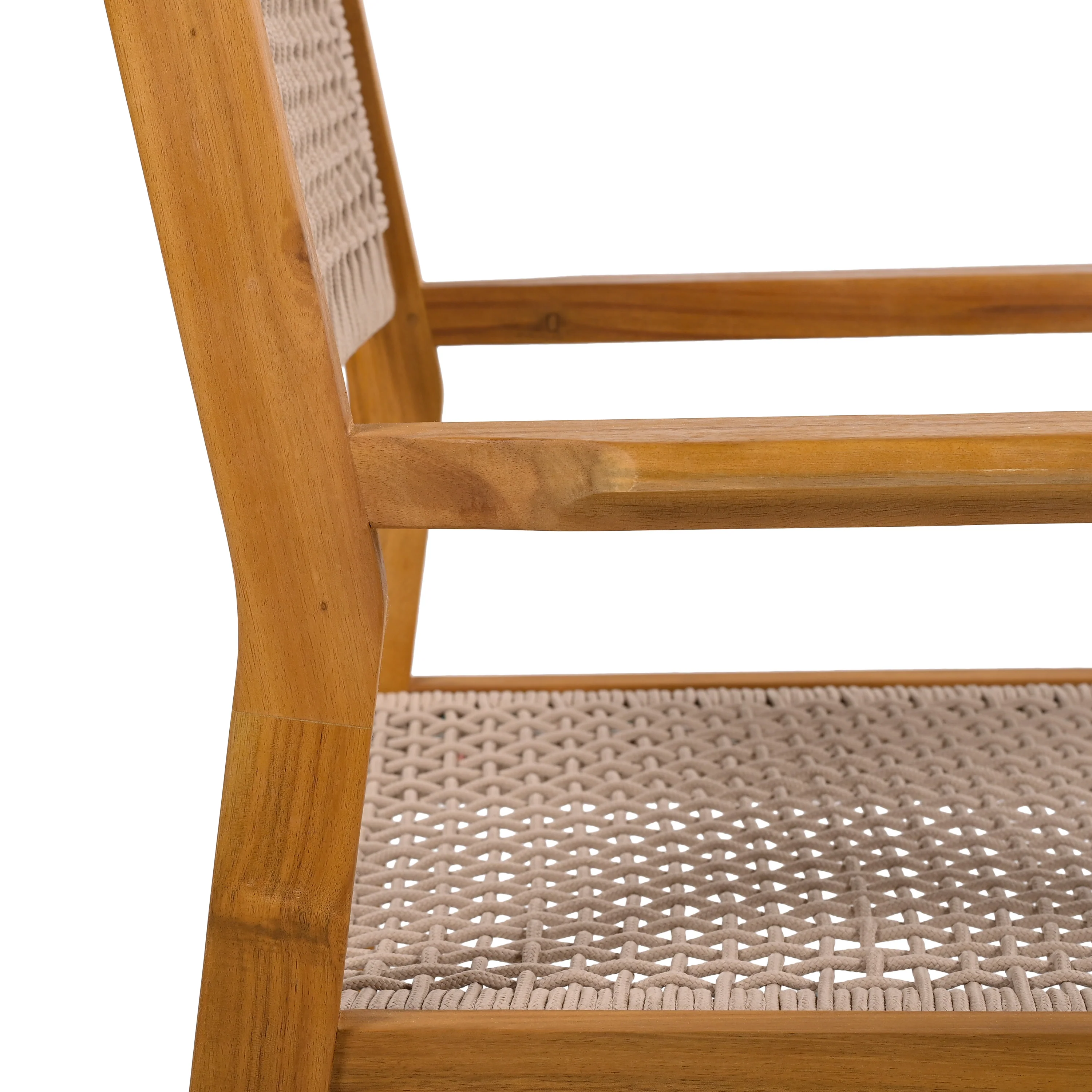Seraphina Outdoor Patio Acacia Wood Braided Rope Dining Chairs, Set of 2 - furnishings