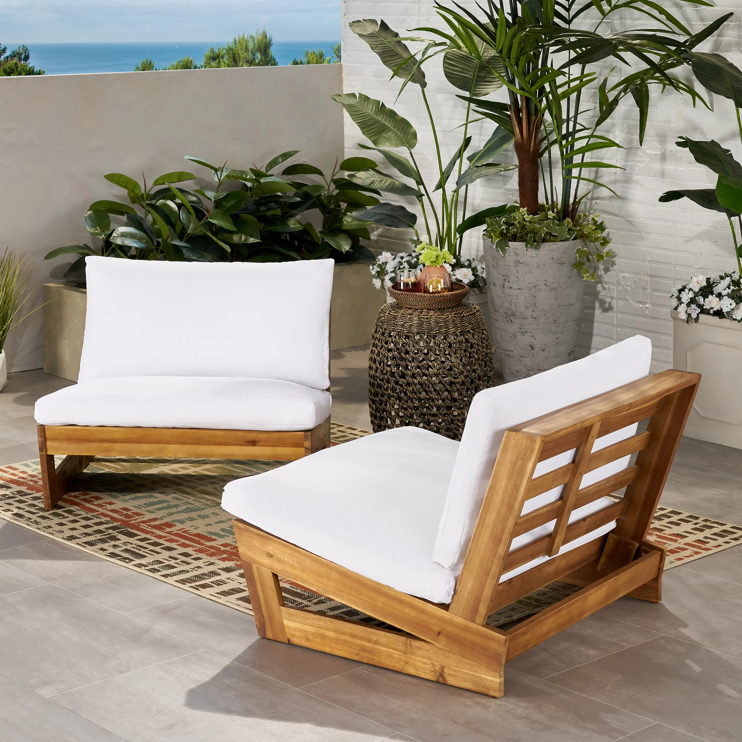 Emma Modern Low-To-Ground Outdoor Pallet Lounge Chairs (Set of 2) - furnishings