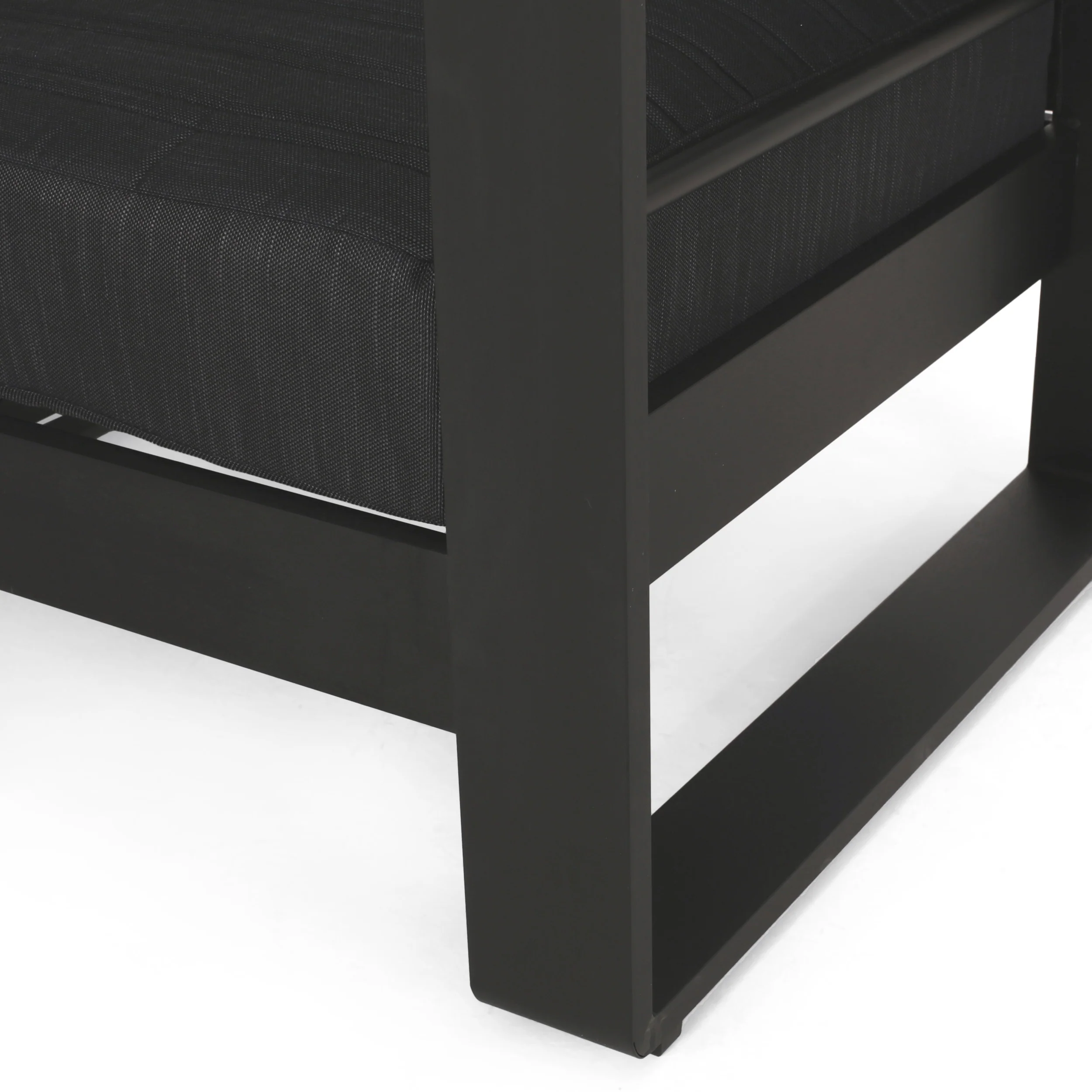 Neffs Outdoor Aluminum 4 Seater Chat Set, Black, Natural, and Gray - furnishings