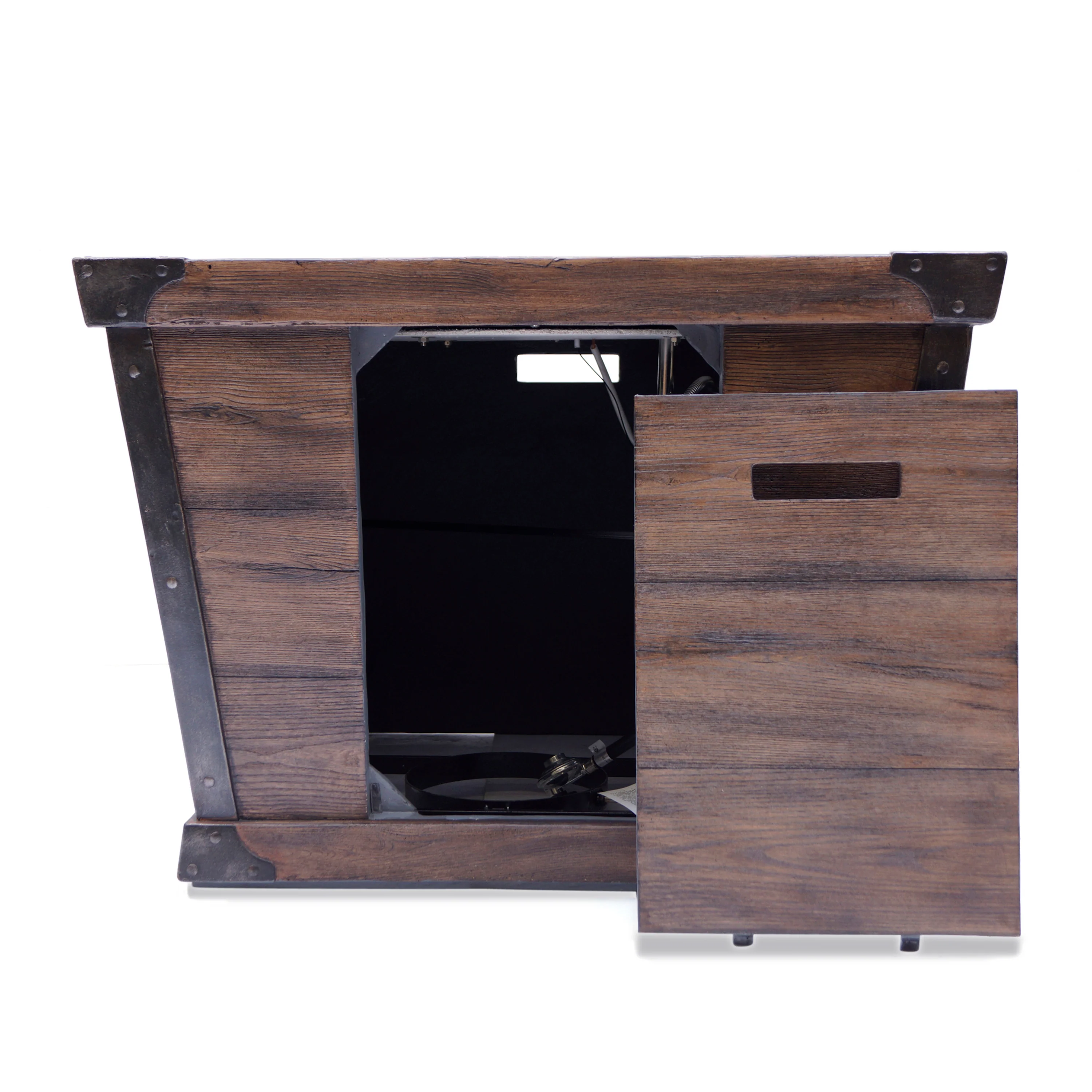 Belle Outdoor 4 Seat Fire Pit Chat Set with Teak Finished Acacia Wood Club Chairs - furnishings