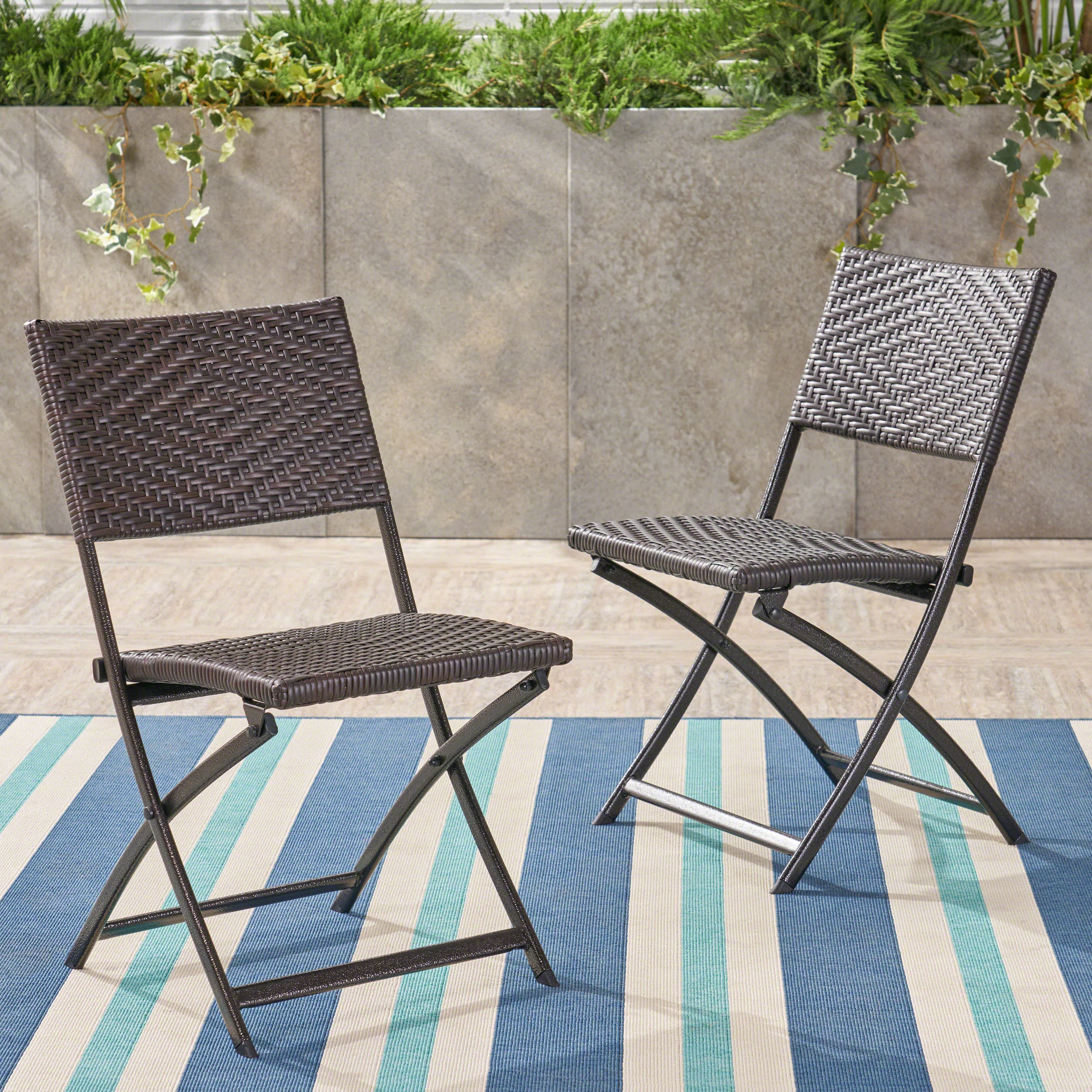 Jason Outdoor Brown Wicker Folding Chair (Set of 2) - furnishings