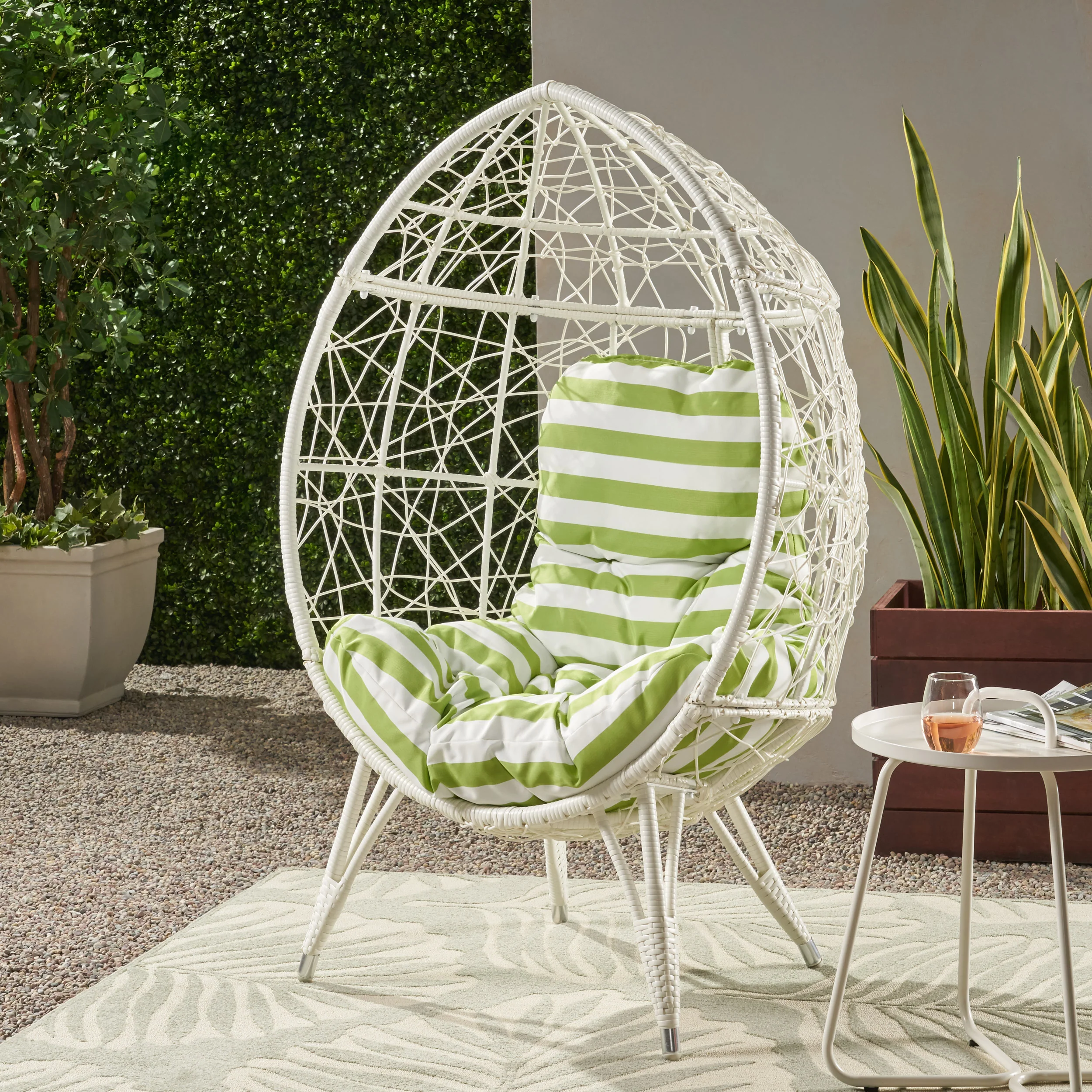 Hendryx Outdoor Freestanding Wicker Teardrop / Egg Chair - furnishings