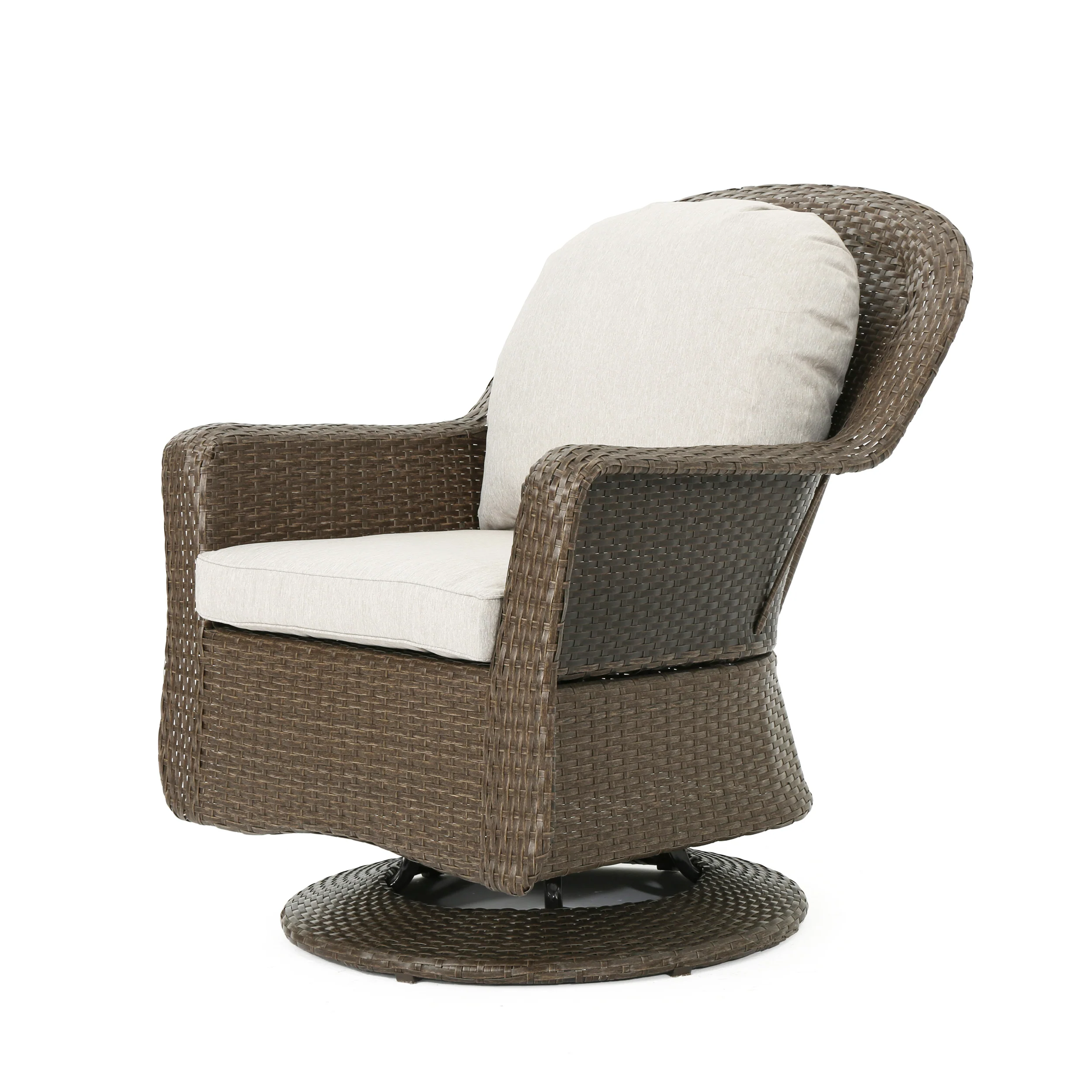 Linsten Outdoor 4 Seater Wicker Swivel Chair and Fire Pit Set - furnishings