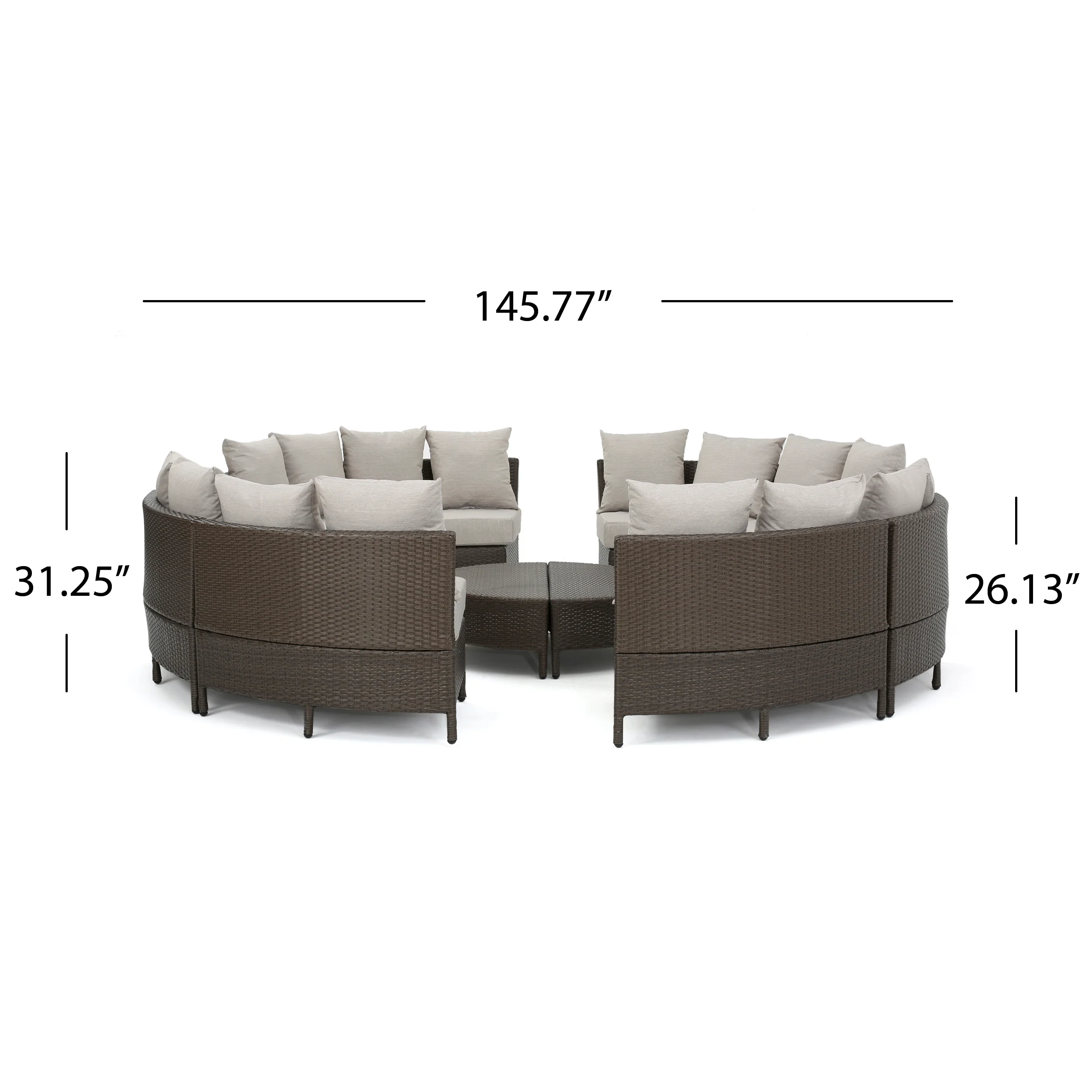 Alacati 10Pc Outdoor Wicker Sofa Set w/ Cushions - furnishings