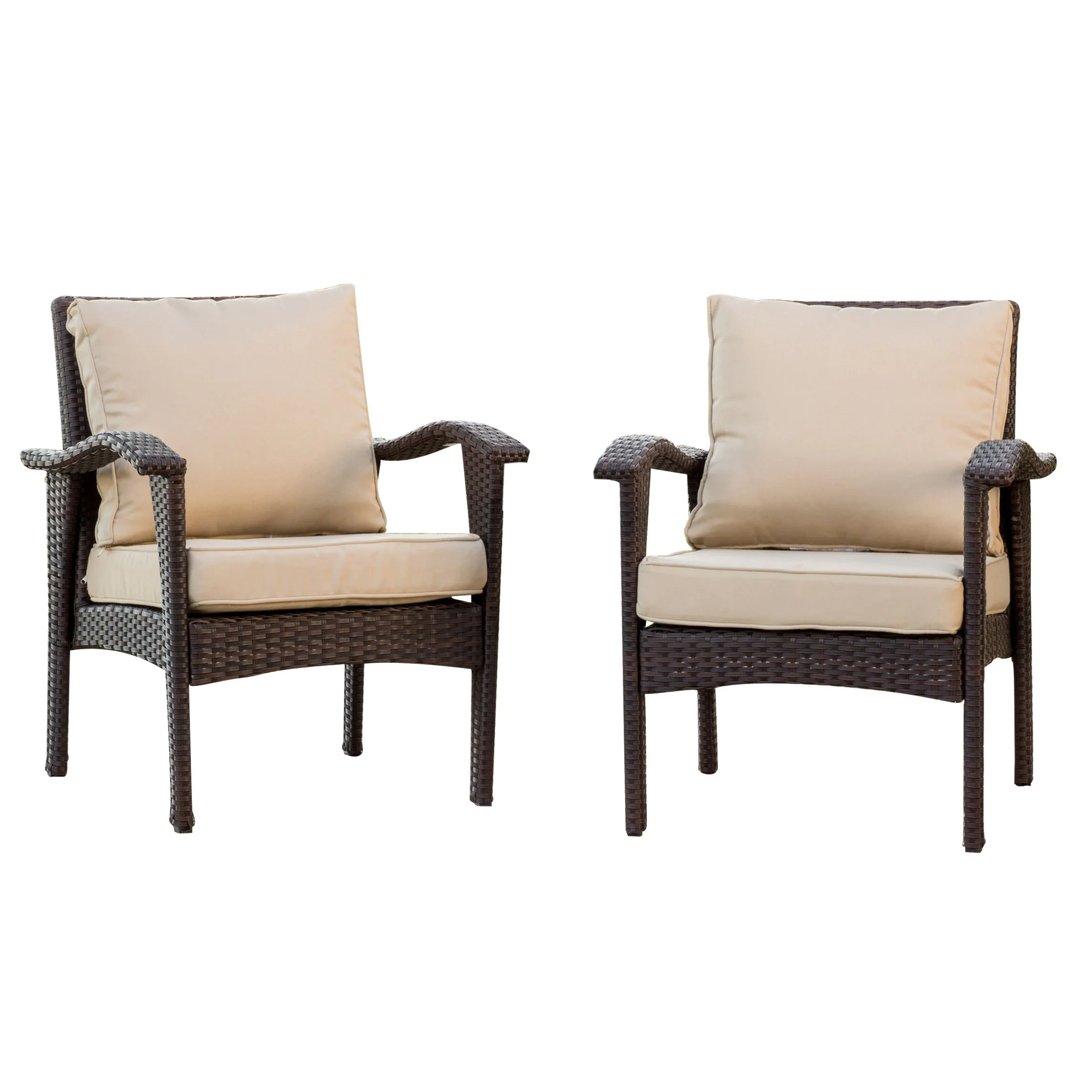 Bleecker Outdoor Wicker Club Chair with Cushion, Set of 2 - furnishings