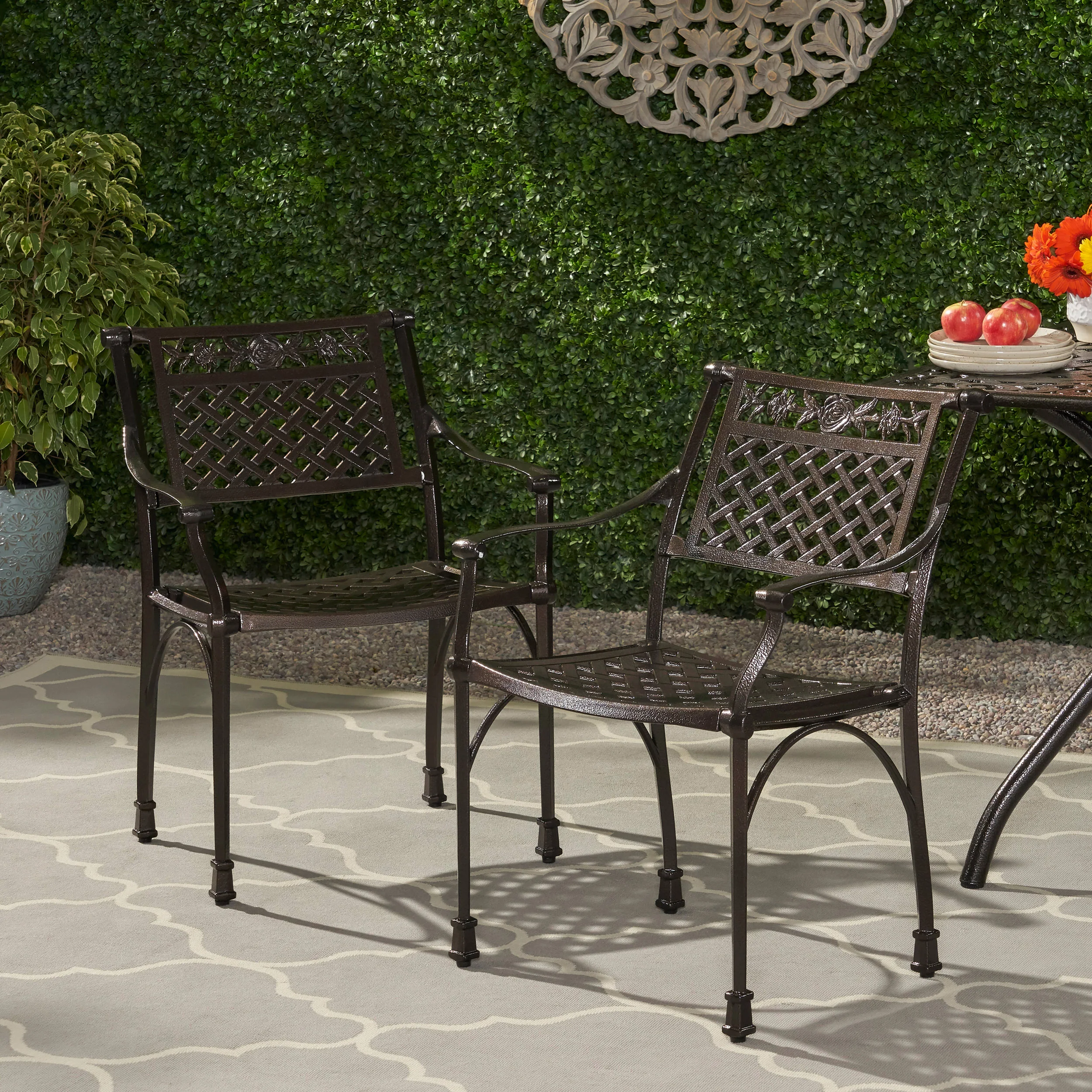 Ridgecrest Traditional Outdoor Aluminum Dining Chair (Set of 2) - furnishings