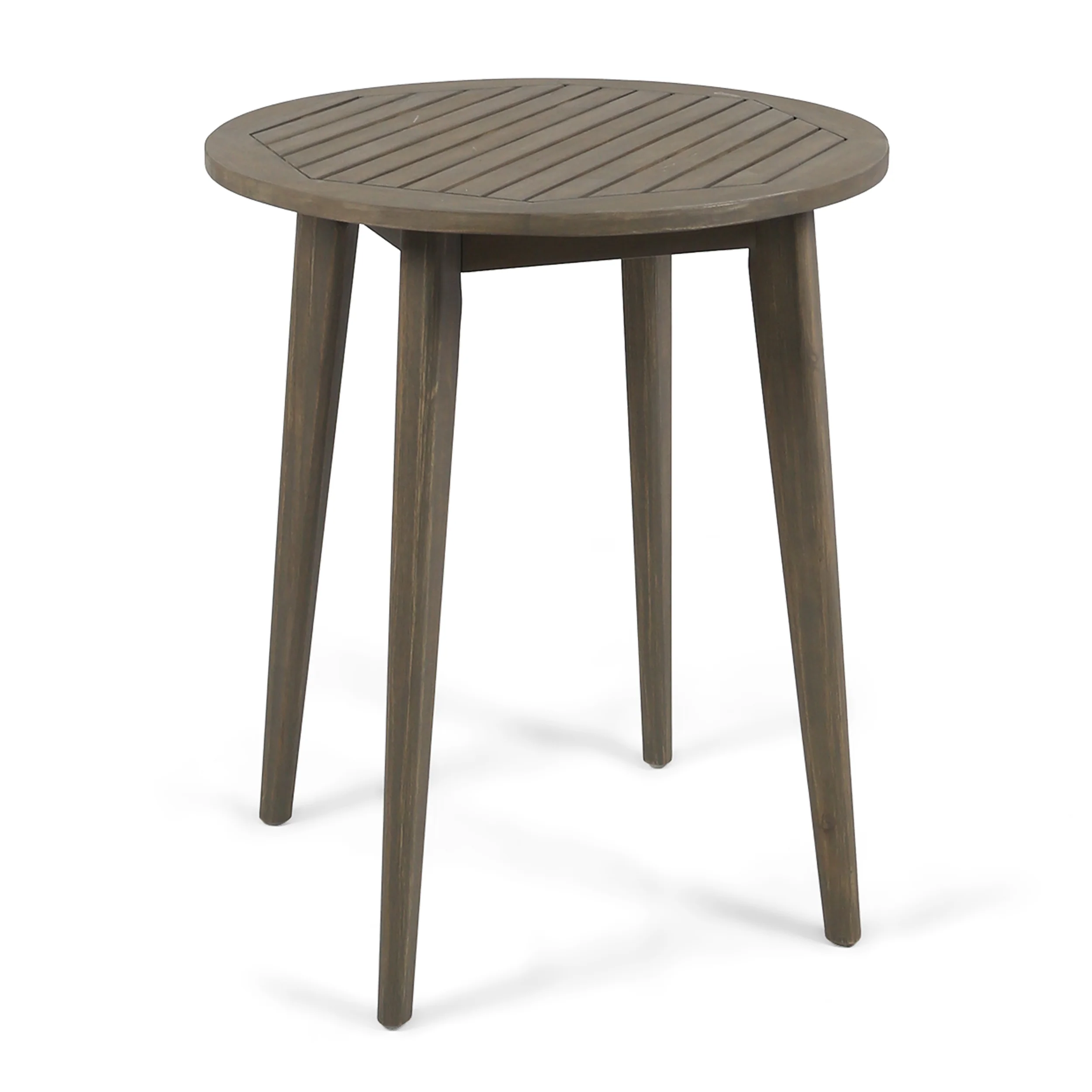 Fitch Outdoor Round Acacia Wood Bistro Table, Gray - furnishings
