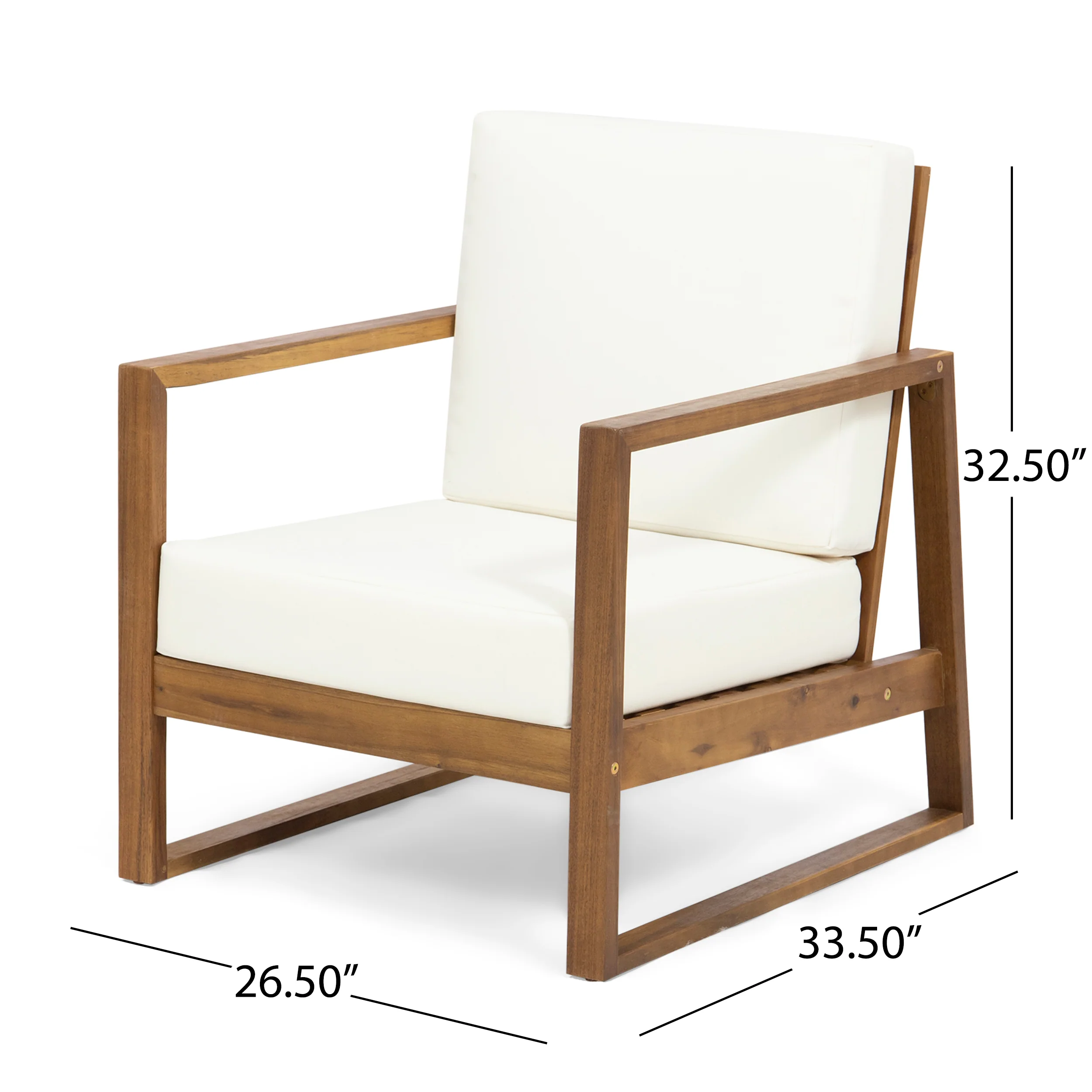 Marlee Outdoor Acacia Wood Club Chair with Cushions (Set of 2) - furnishings