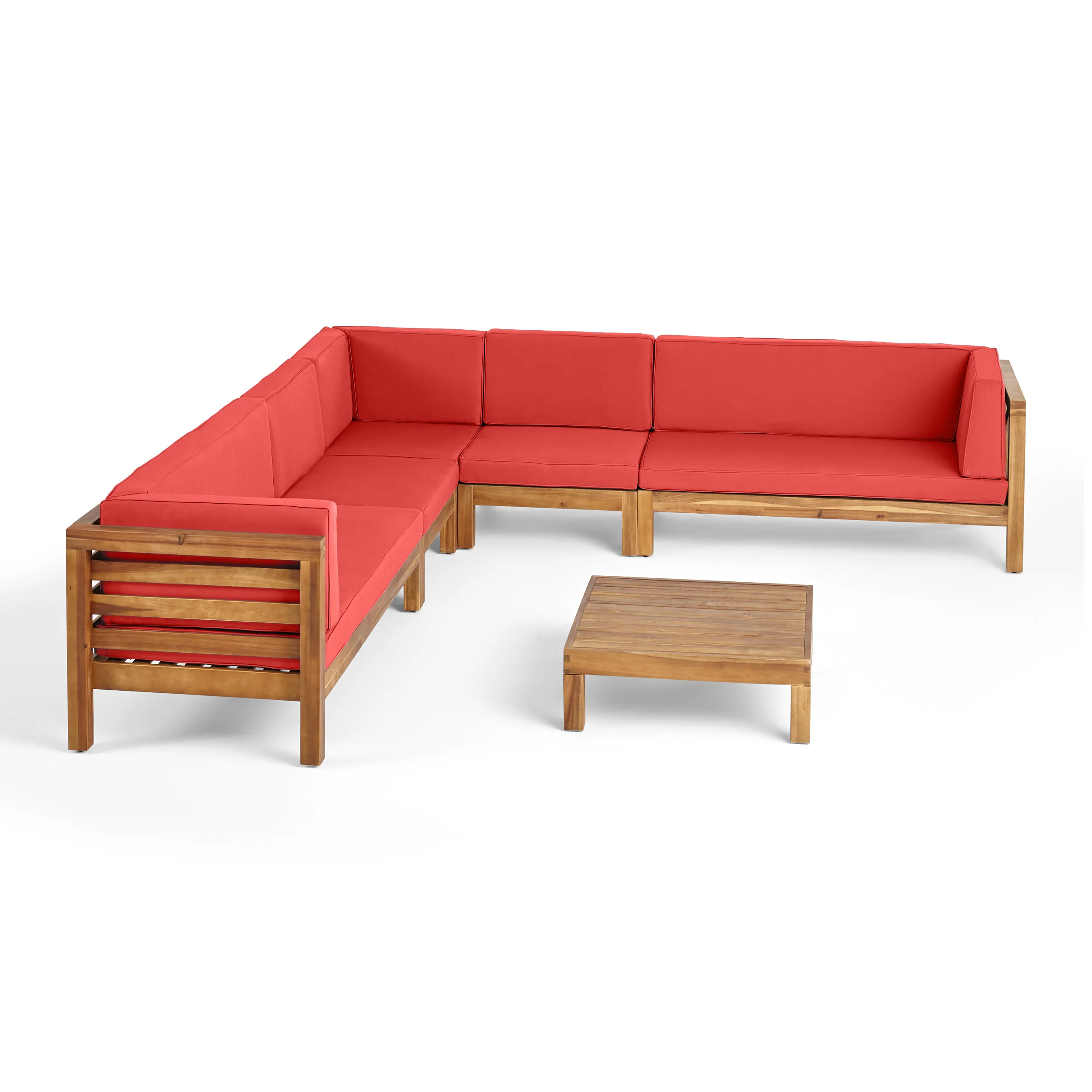 Emma Outdoor 7 Seater Acacia Wood Sectional Sofa Set - furnishings