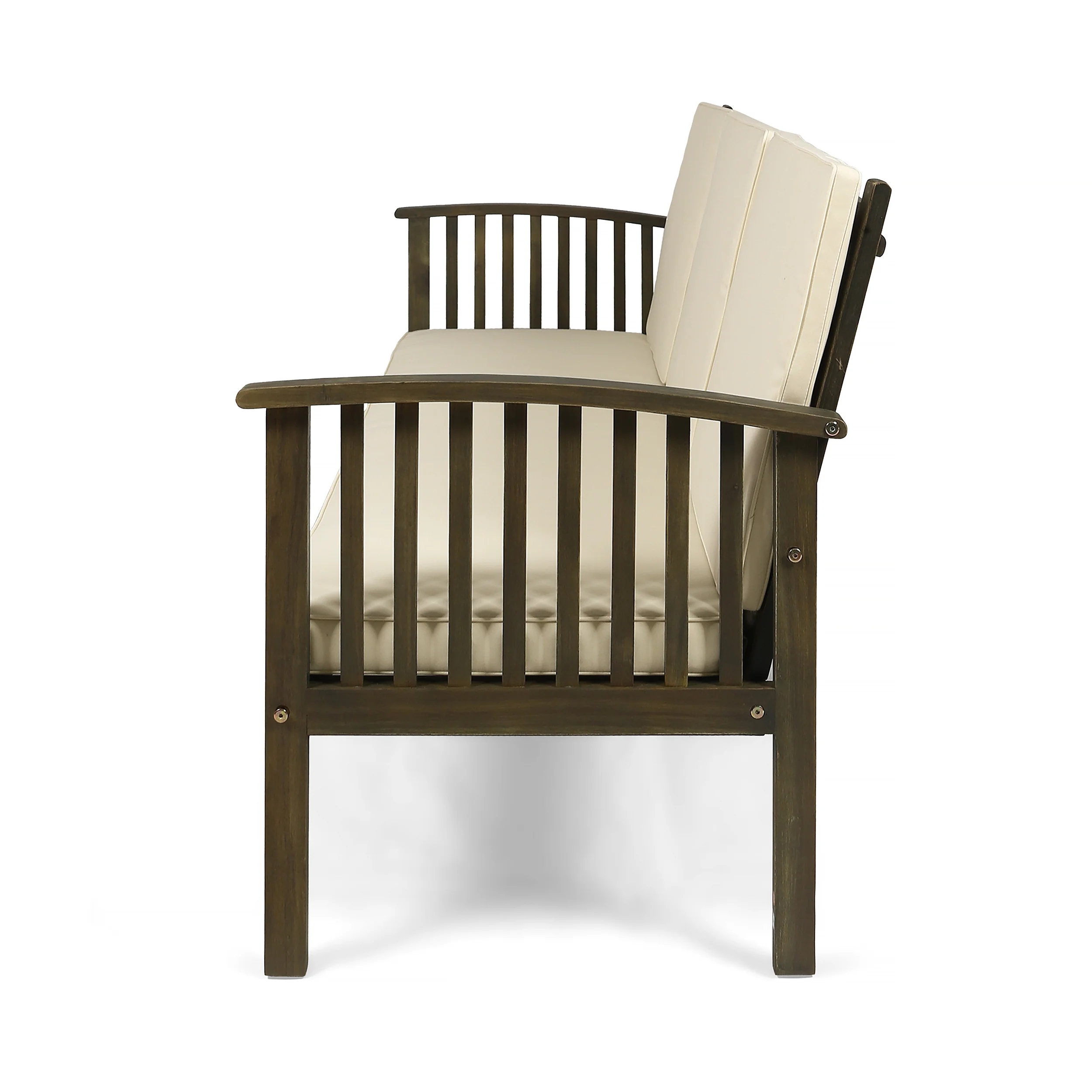Cape Outdoor Open Slat Acacia Wood 3-Seater Sofa w/ Water-Resistant Cushions - furnishings