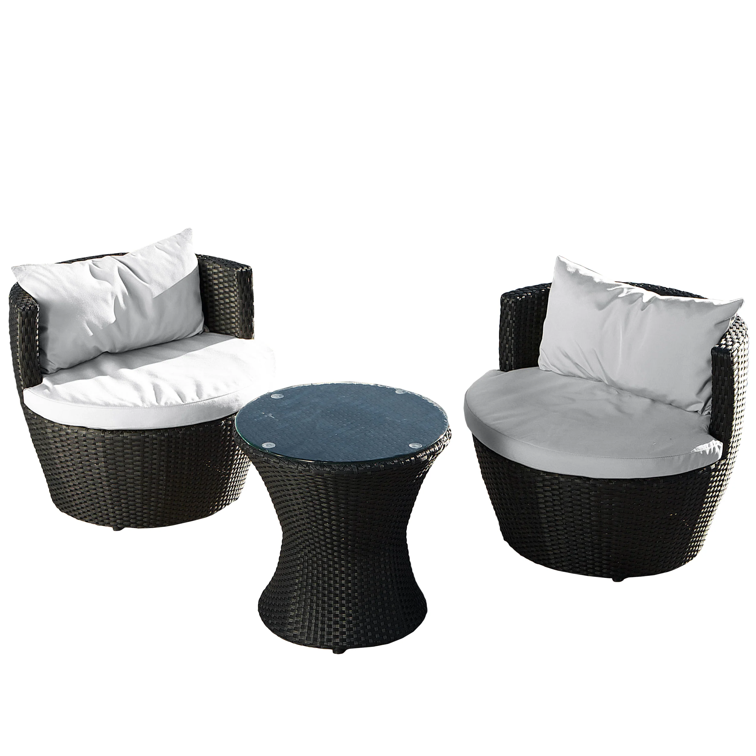 Pattaya 3pc Outdoor Black Wicker Chat Set - furnishings