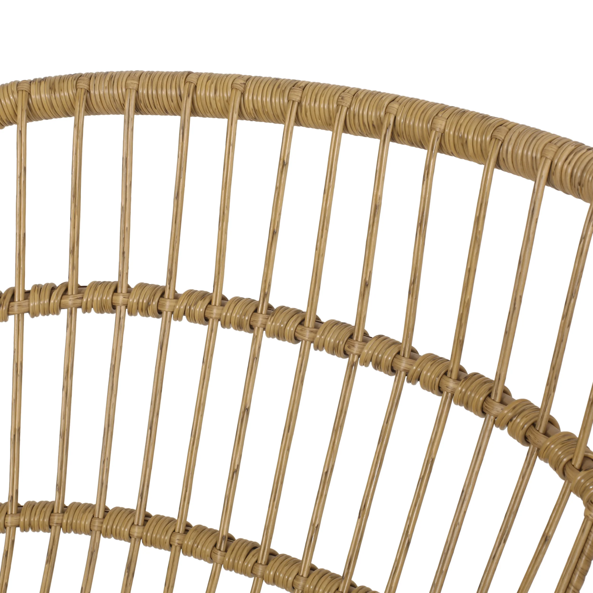 Edson Outdoor Wicker Dining Chairs with Cushion, Set of 2, Light Brown, Beige, and Black - furnishings