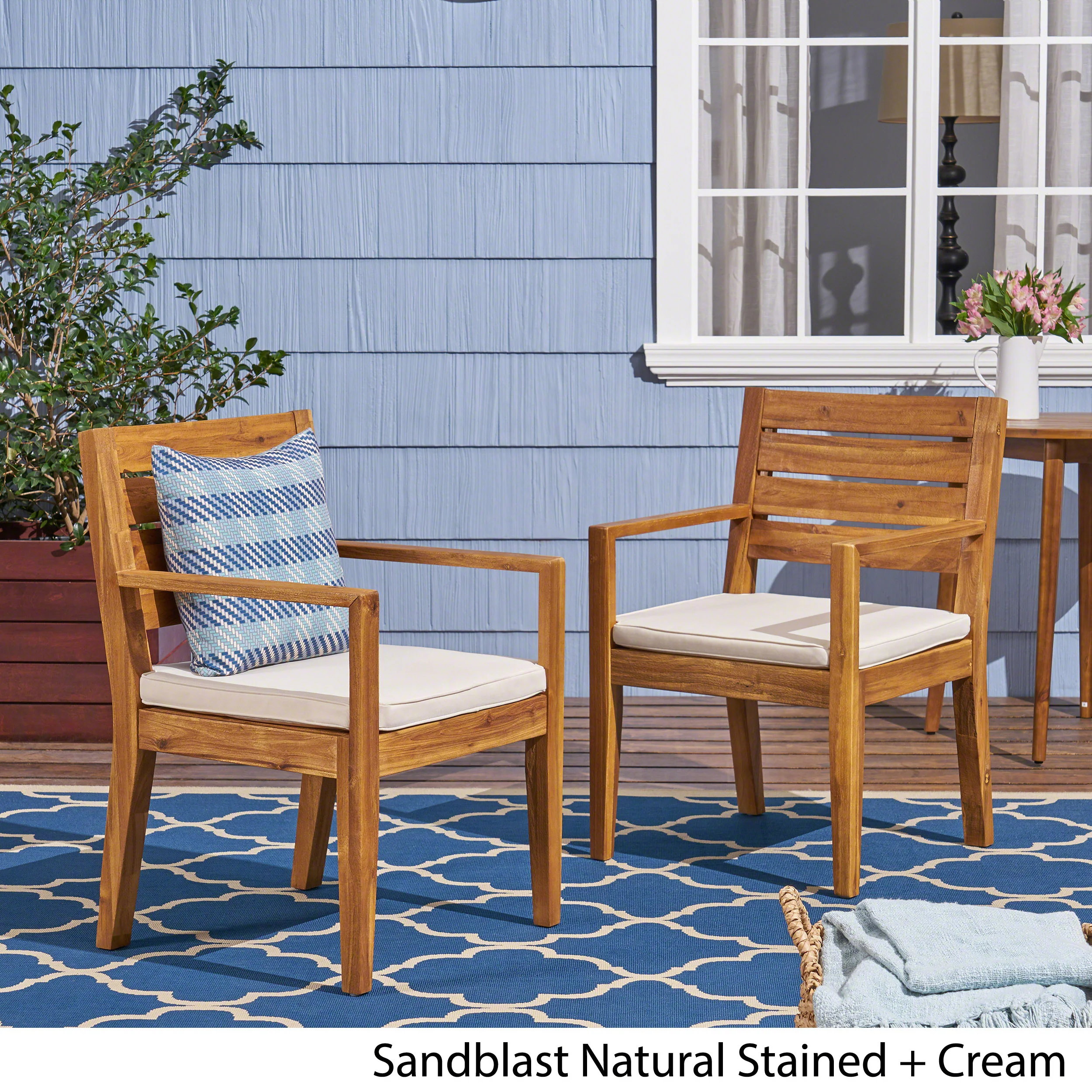 Eric Outdoor Acacia Wood Dining Chairs - furnishings