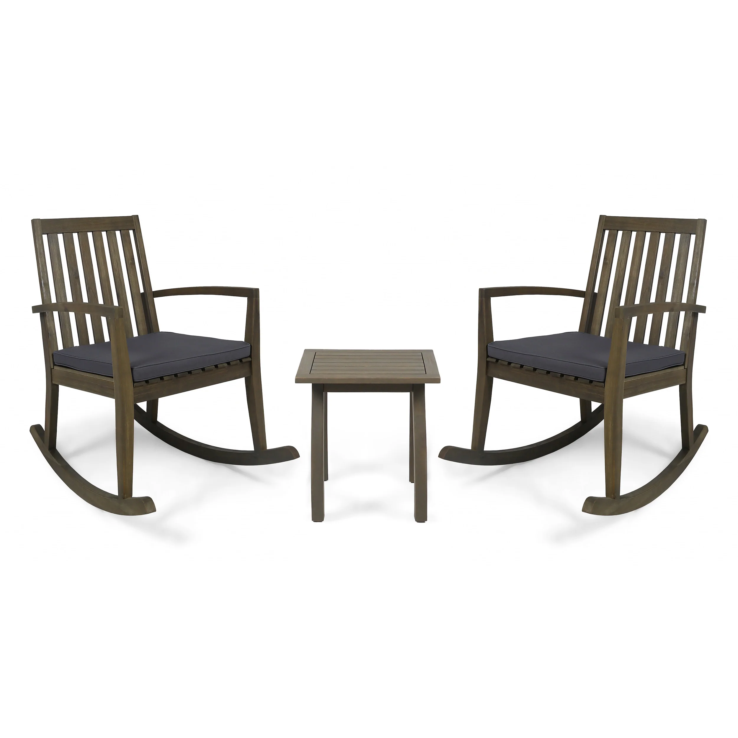 Yvonne Outdoor Acacia Wood Rocking Chair Chat Set - furnishings