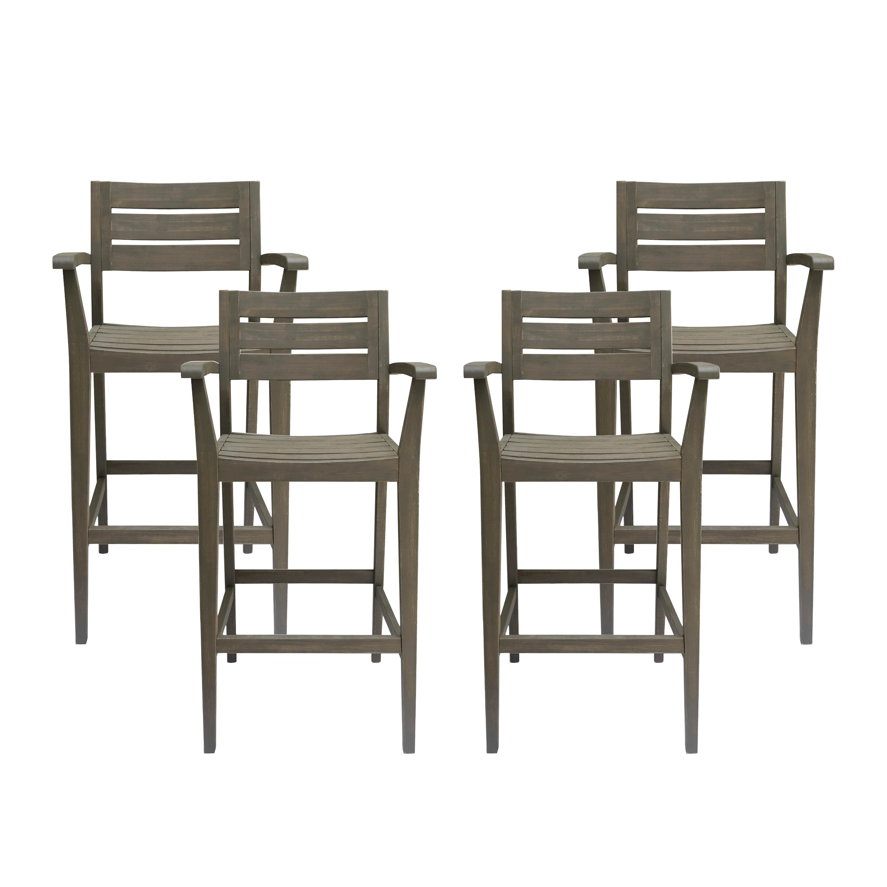 Blair Outdoor Rustic Acacia Wood Barstool (Set of 4) - furnishings