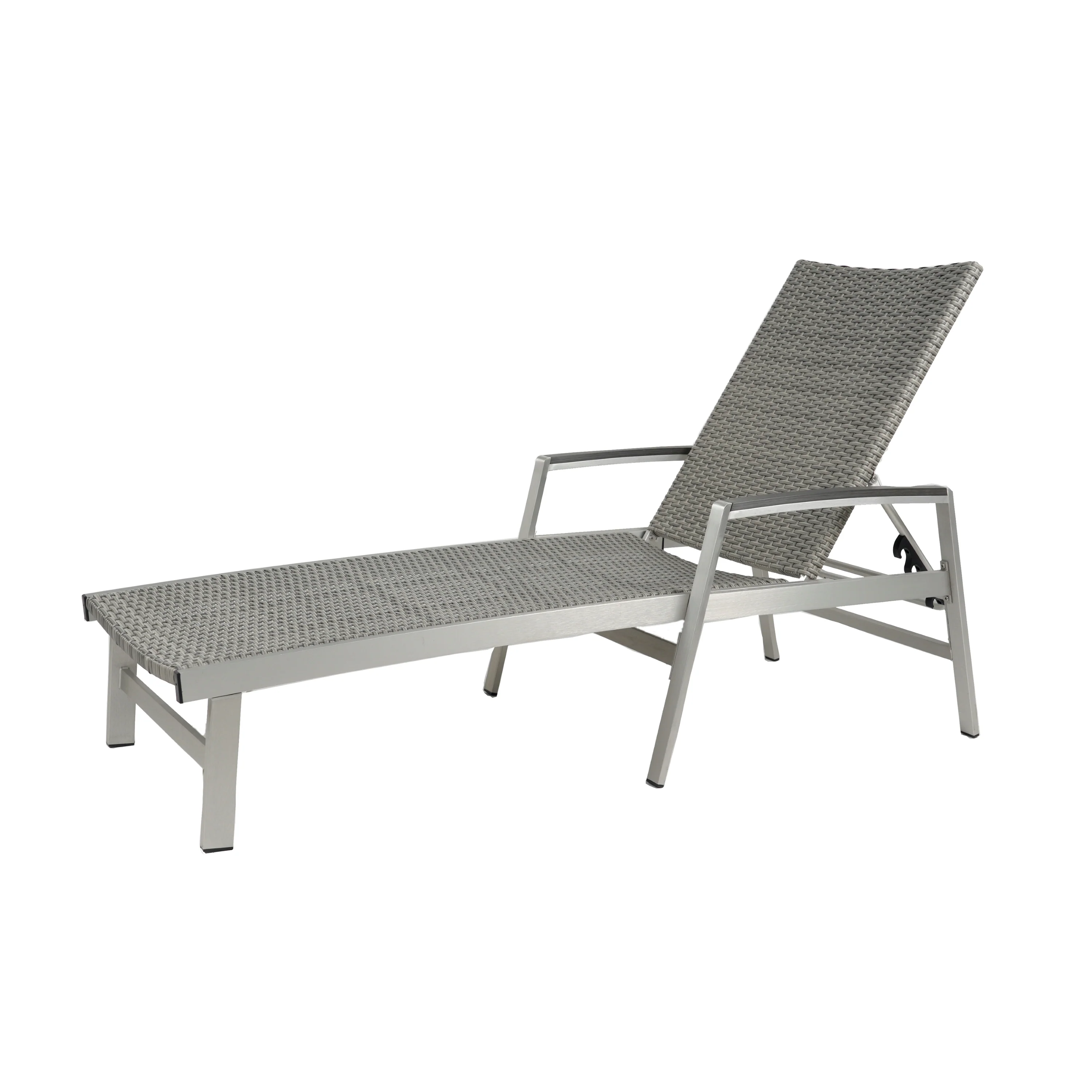 Joy Outdoor Wicker and Aluminum Chaise Lounge, Gray Finish - furnishings